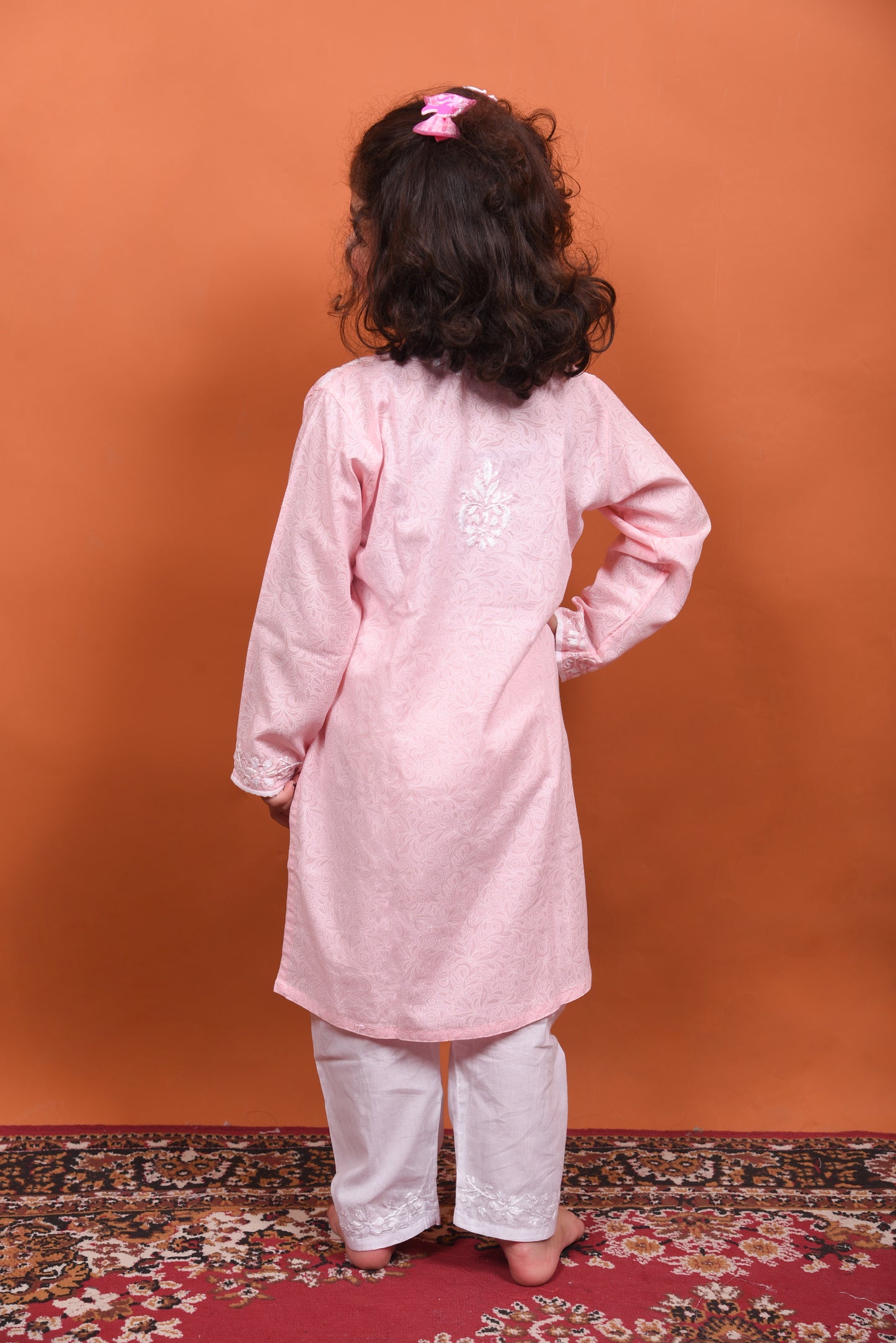 Little Trendsetter: Pink Chikankari Cotton Dress