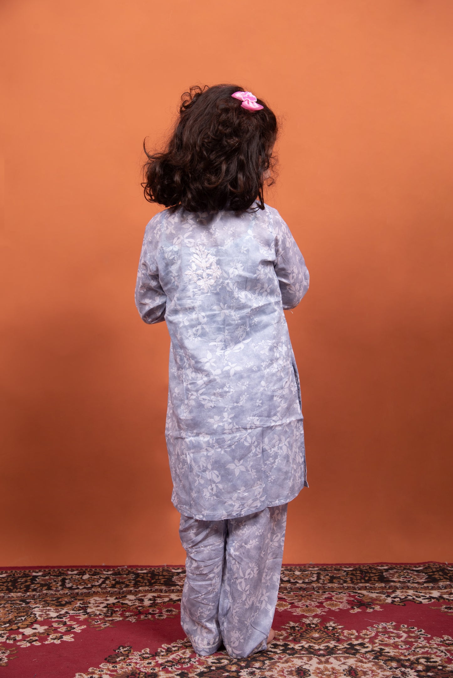 Little Angel's Dream: Grey Mulmul Chikankari Kids Dress