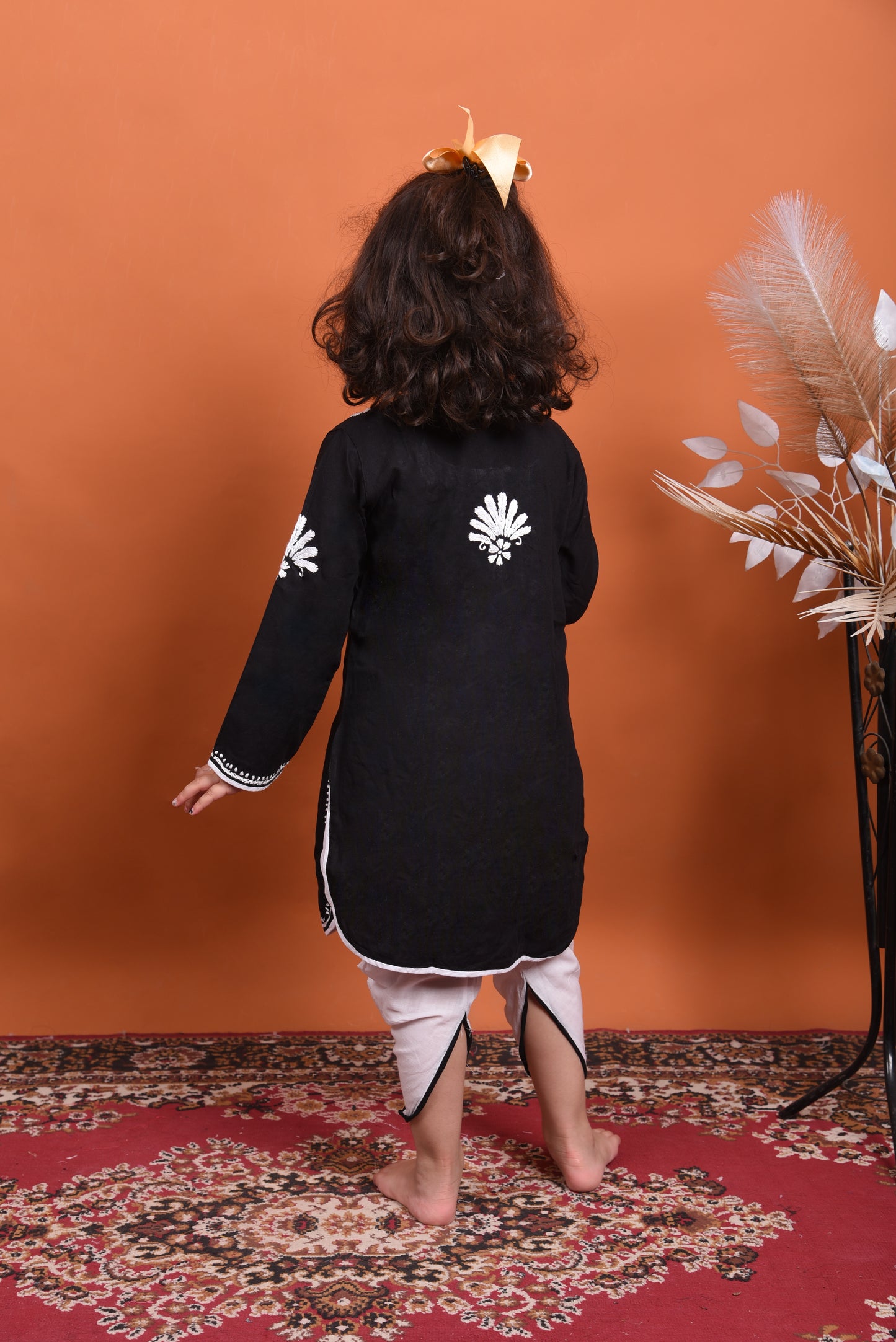 Lil' Princess Black Chikankari Dhoti-Kurta Set