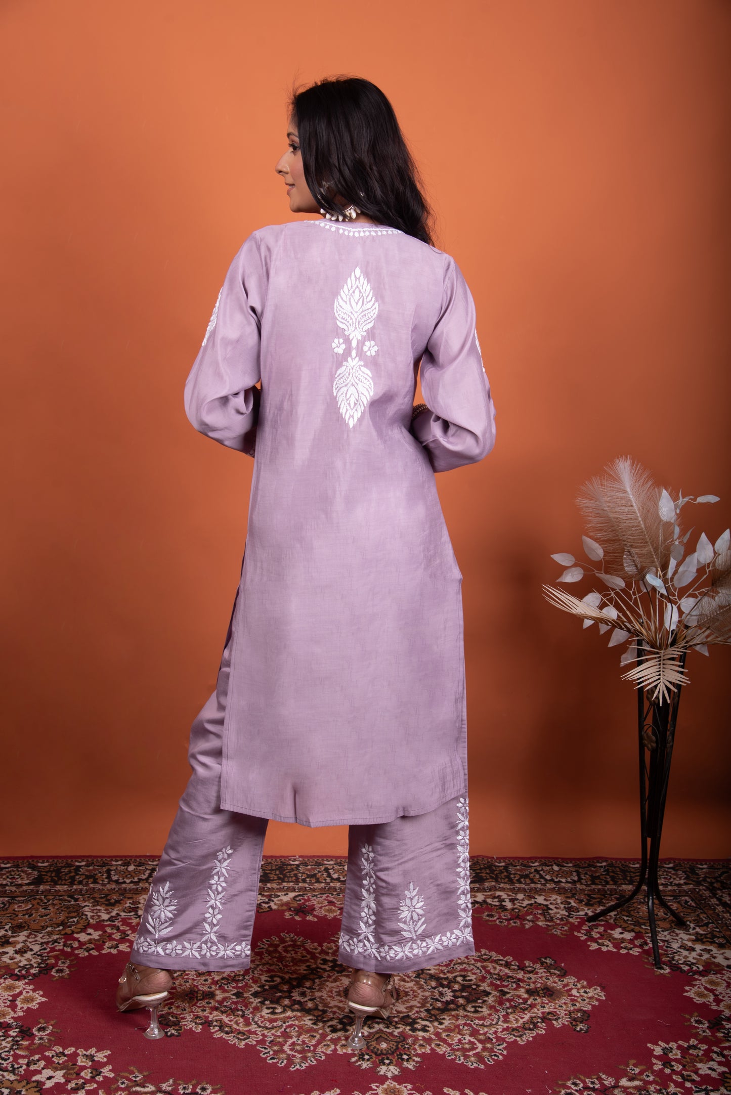 Mahira Exquisite Chikankari Kurti Plazo Set | Mauve