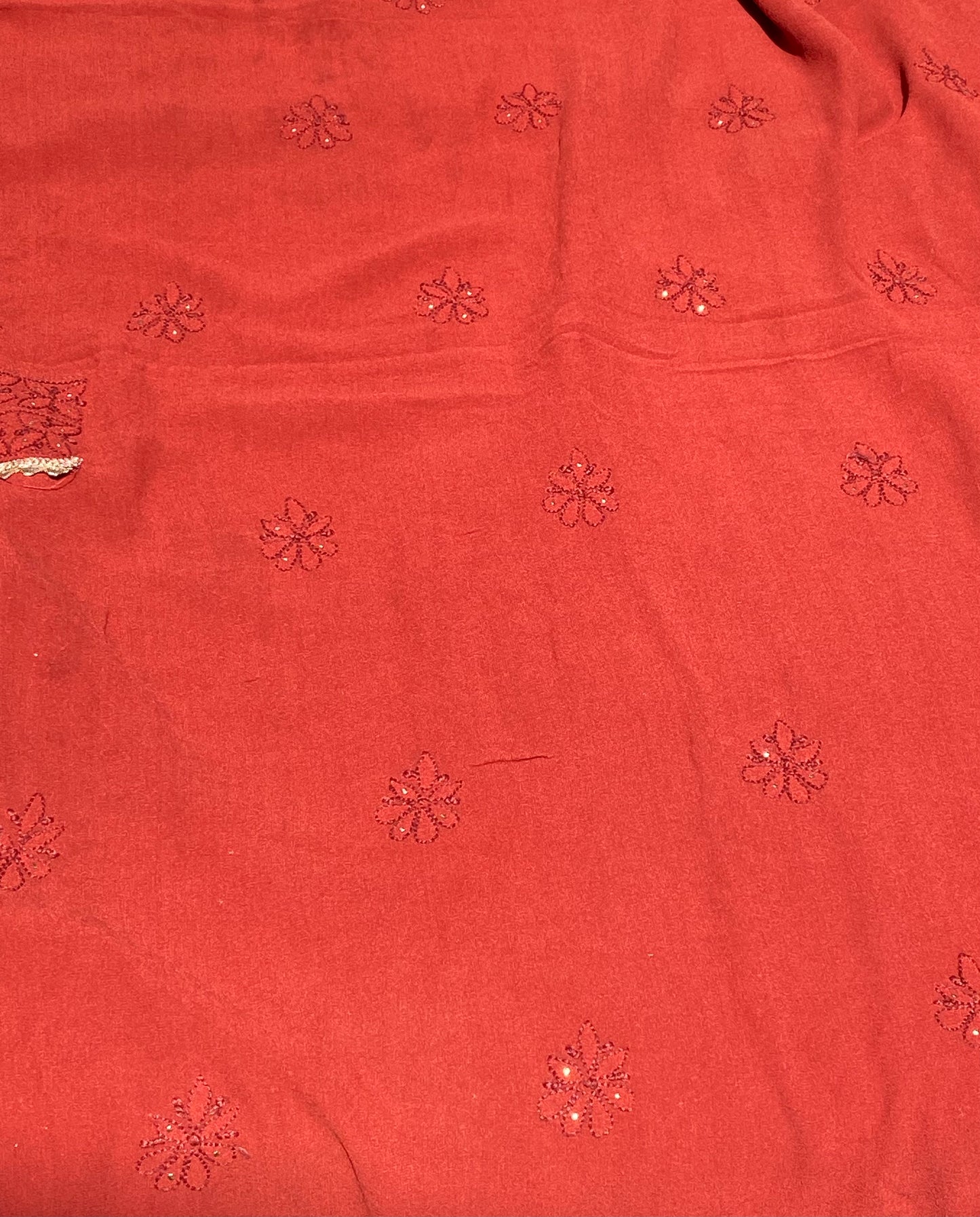 Noor-e-Surkh – Pure Georgette Chikankari Unstitched Kurta & Dupatta Set - Famous Chikankari