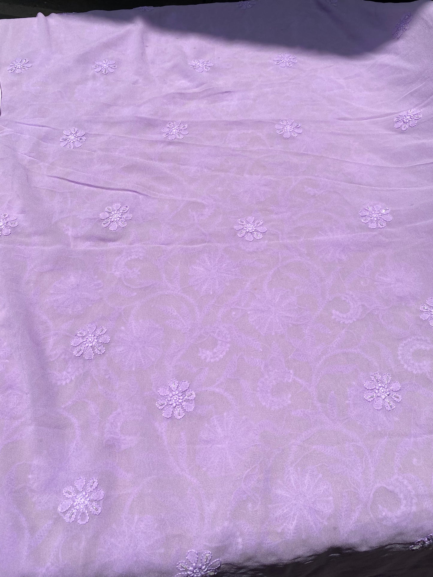 Lilac Chikankari Pure Viscose Unstiched Kurta Dupatta