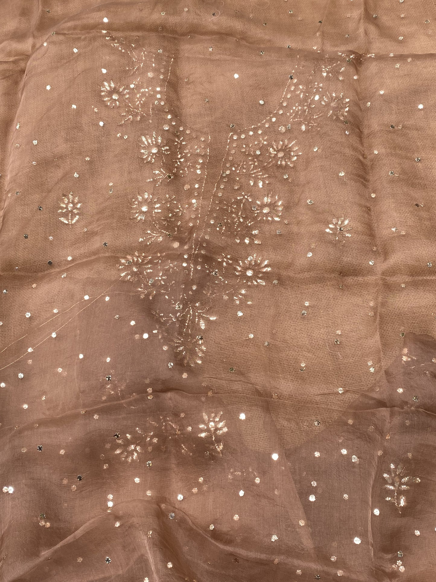 Zarqa-e-Noor – Pure Organza Handcrafted Mukaish Unstitched Suit