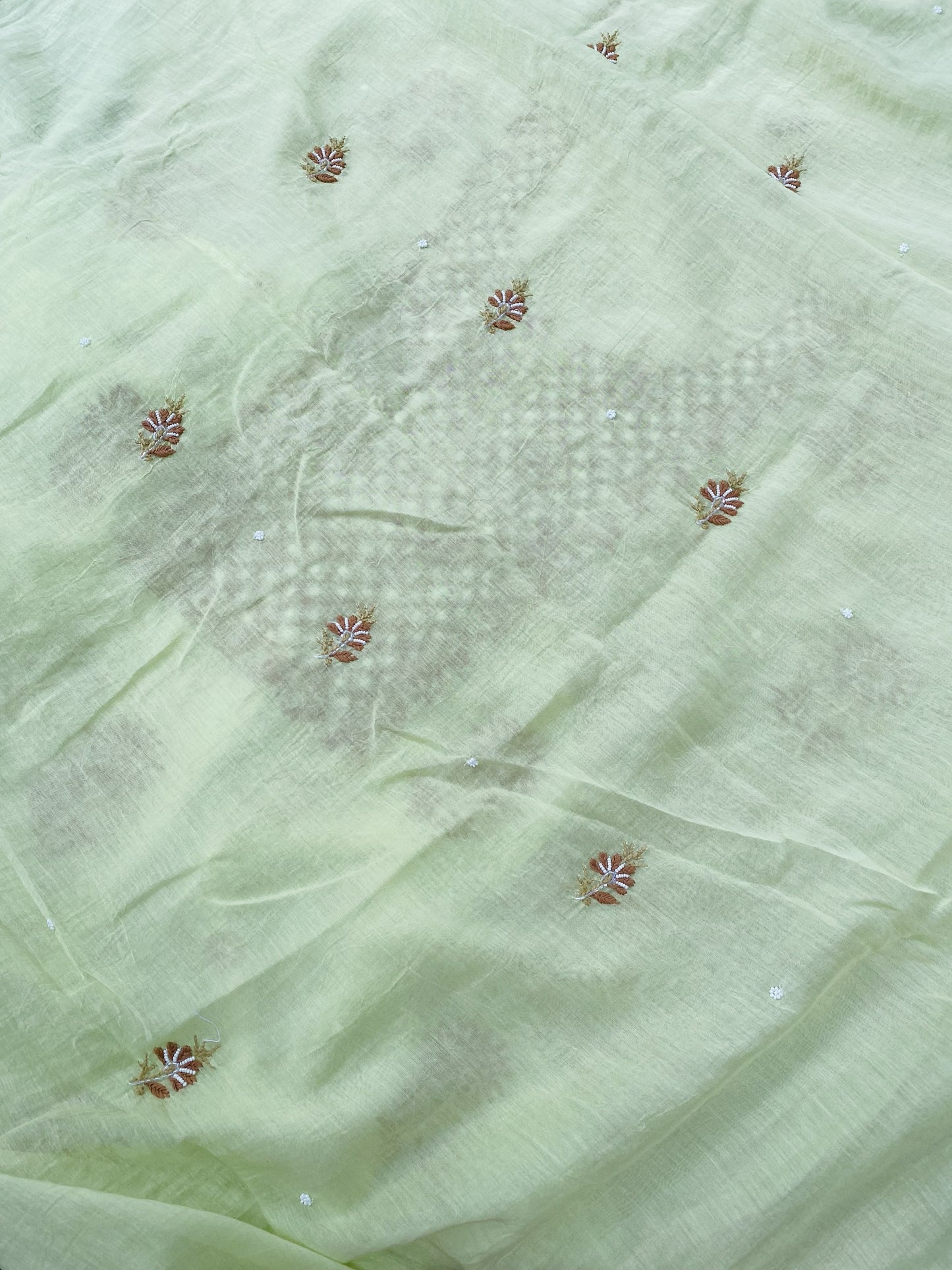 Noor-e-Mulmul Pista Green Chikankari Unstiched Set