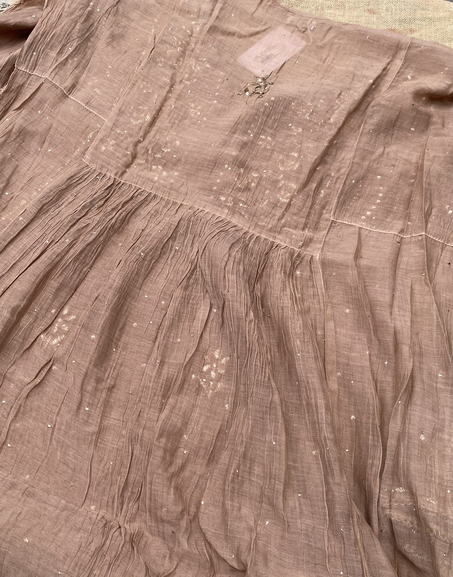 Roohani Semi Stitched Pitta Work Gown Dupatta Set - Chocholate Brown