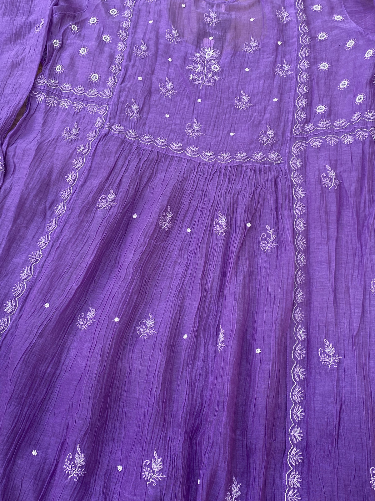Rahat Purple Ombre Chikankari Semi-Stitched Gown with Dupatta