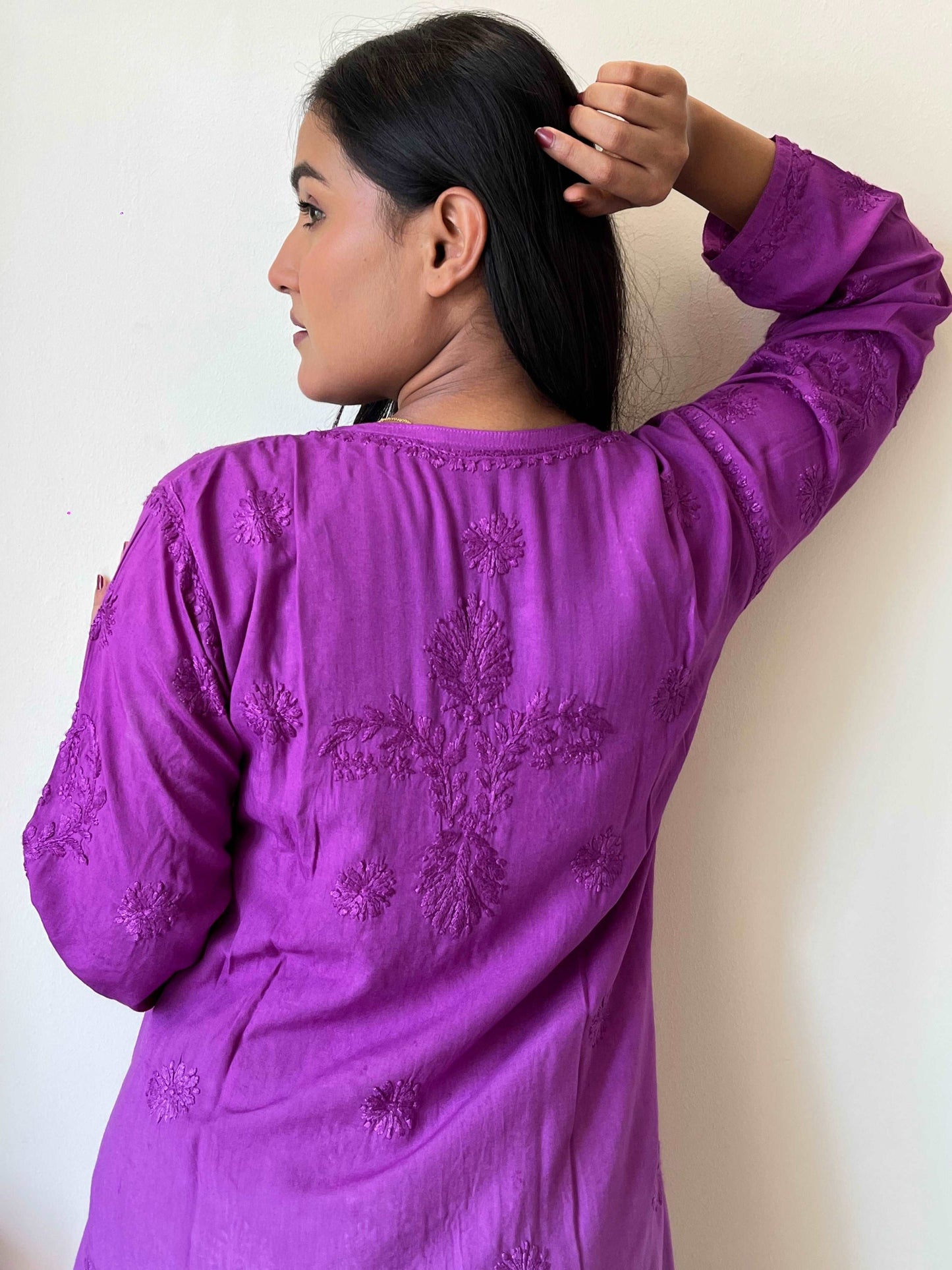Karizma Modal Chikankari Stiched Set(Purple)