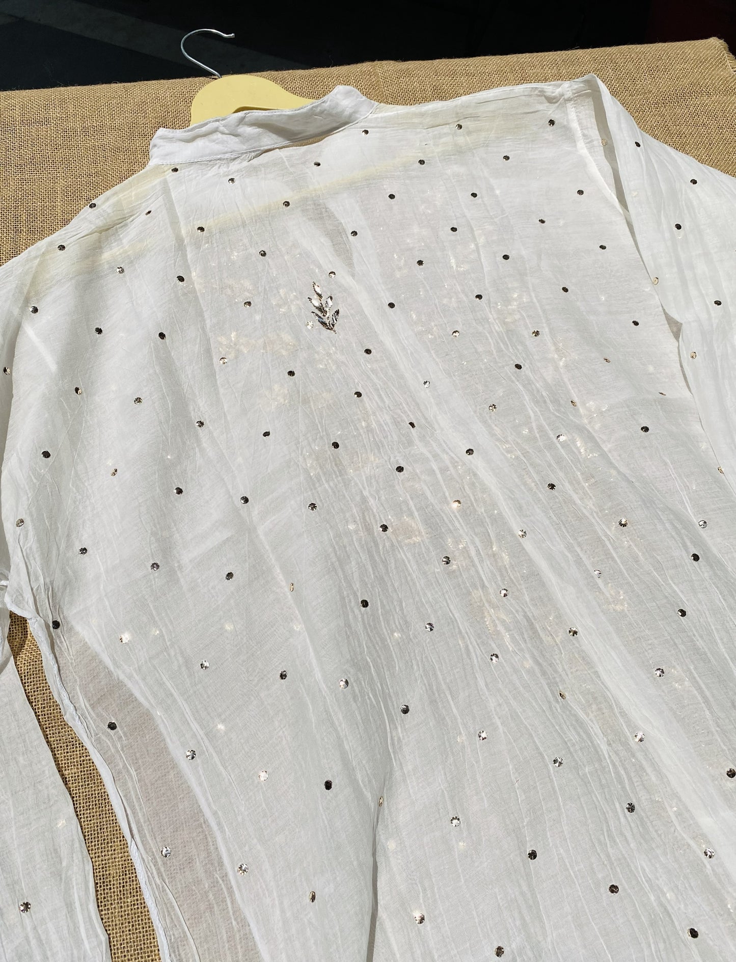 Roohani White Mukaish Semi Stiched Coord Set