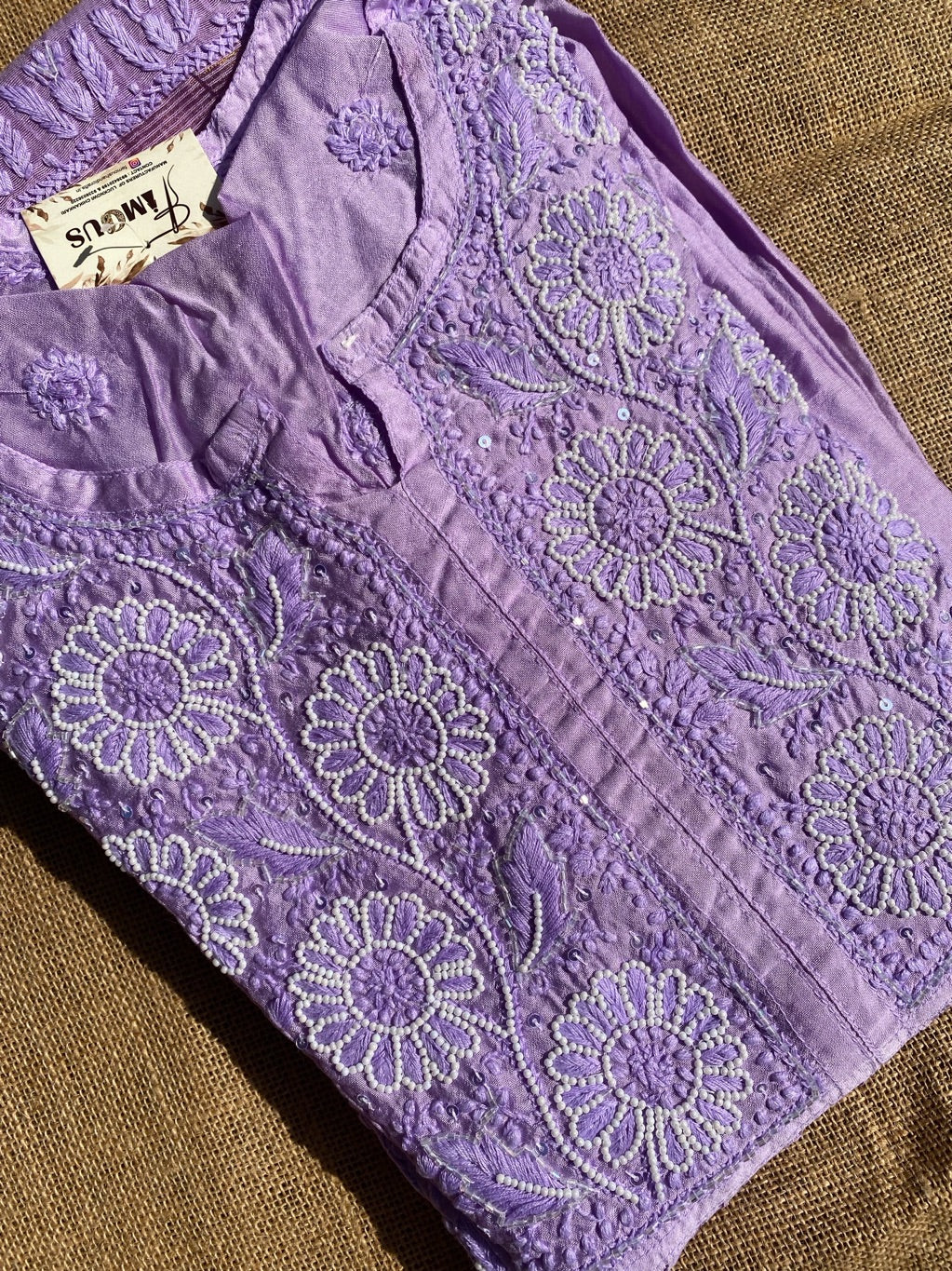 Lilac Elegant Chikankari Semi-Stitched Gown With Dupatta