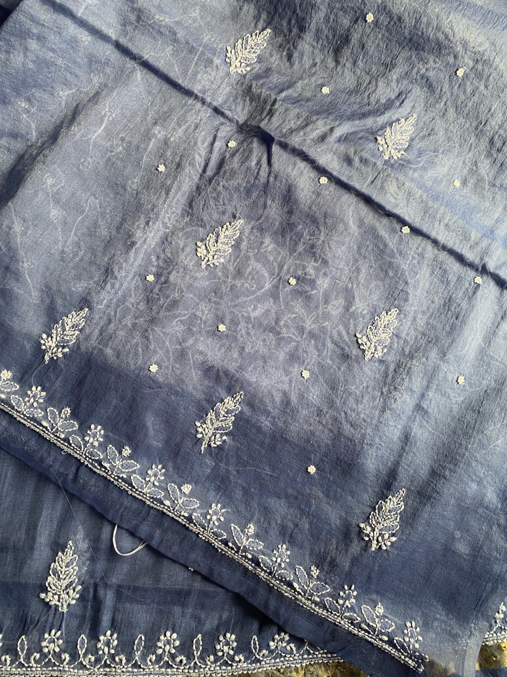 Neelam Chikankari Jaal Work Unstiched Kurta Dupatta Set