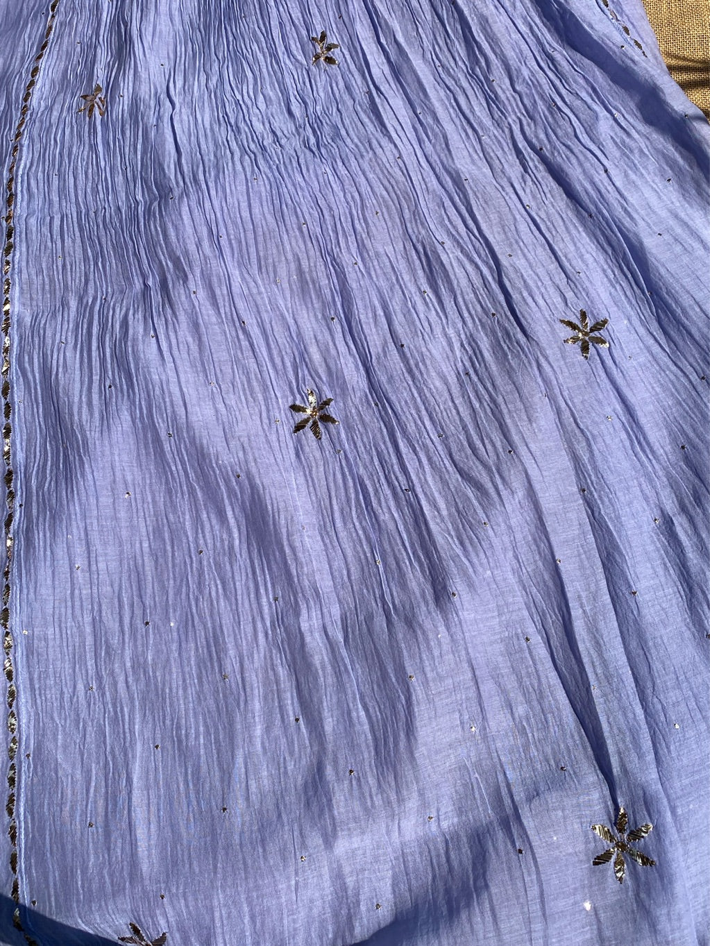 Roohani – Purple Handcrafted Mukaish Gown Set - Semi Stiched