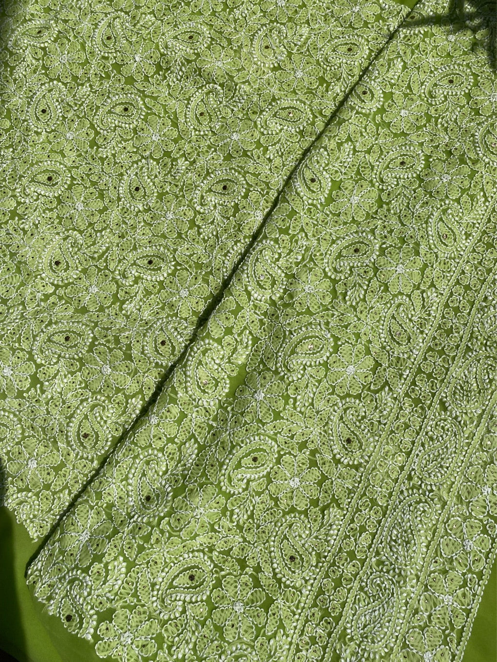 Green Chikankari Georgette Unstiched Dress