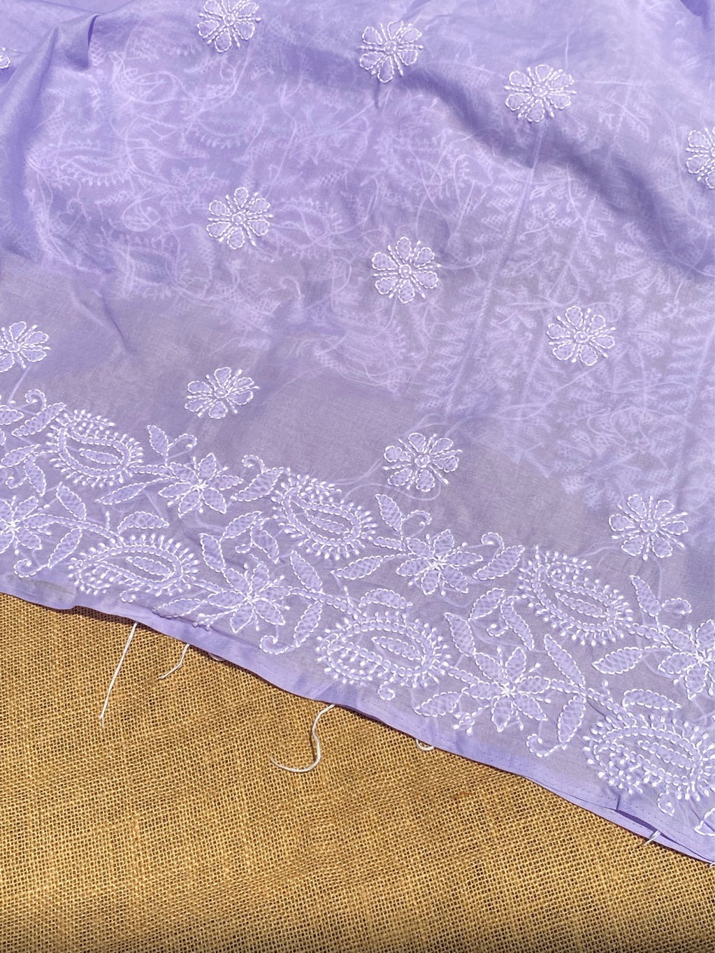 Traditional Purple Chikankari Jaalwork Unstiched Dress