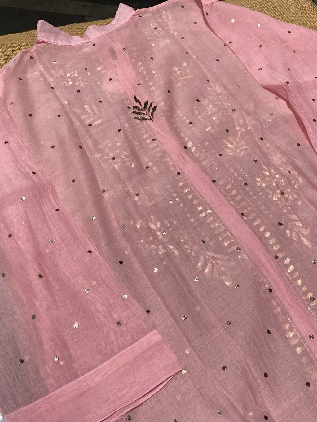 Roohani Pink Mukaish Semi Stiched Coord Set