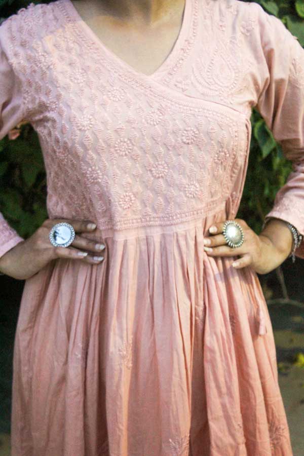 Zainab Chikankari Angarkha Style Kurta