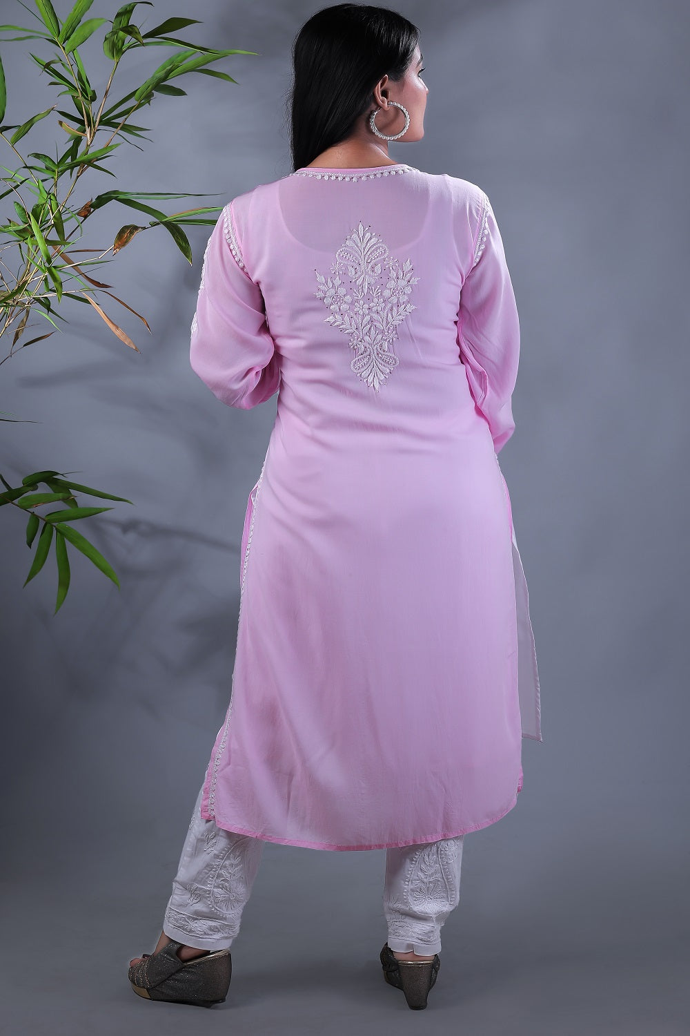 Zoya Chikankari Modal Straight Long Kurta