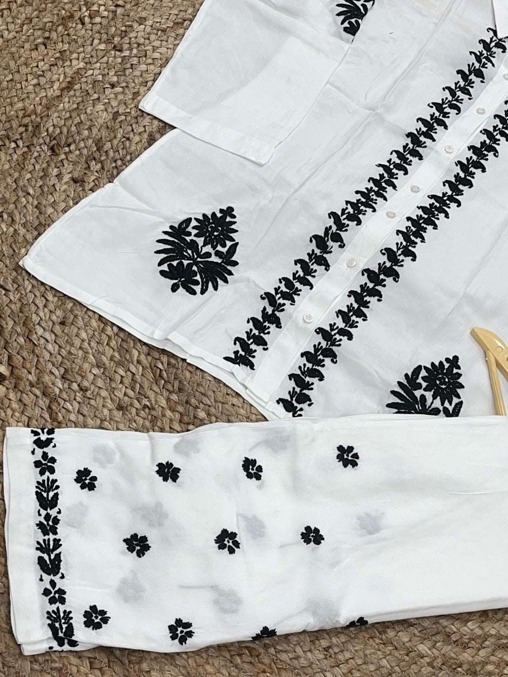Nadia Chikankari Cord Set(Black)