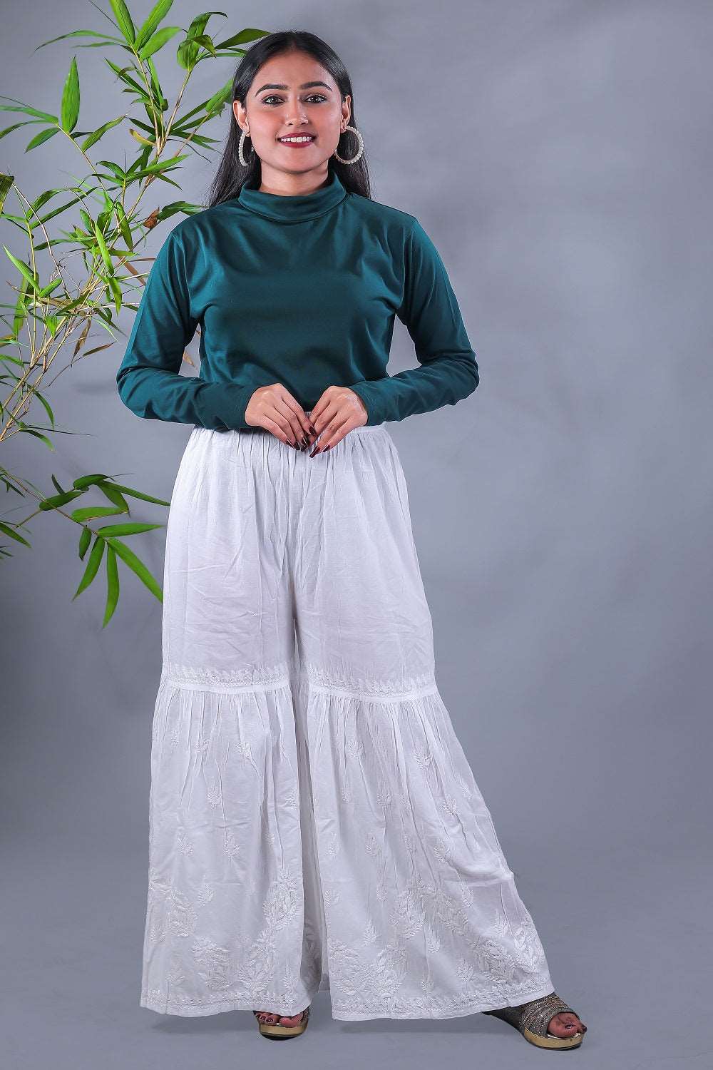 Traditional Mulmul Chikankari Gharara