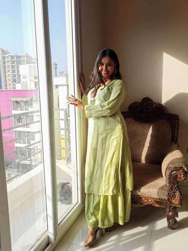 Jahan-Ara Chikankari Kurti Gharara set