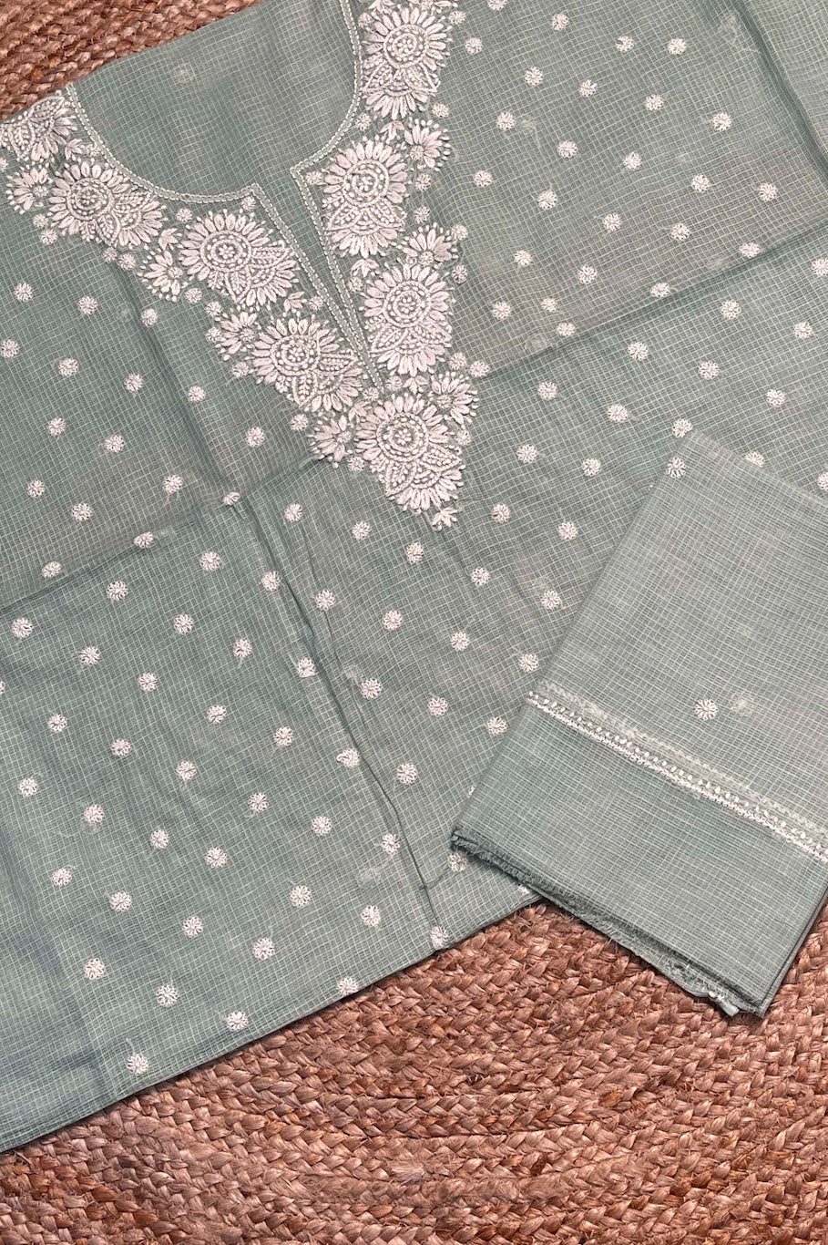 lucknowi chikankari unstiched suit in kota
