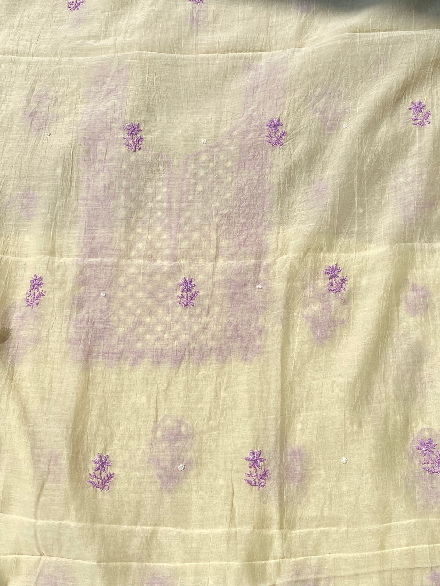 Noor-e-Mulmul Pale Yellow Chikankari Unstitched Set