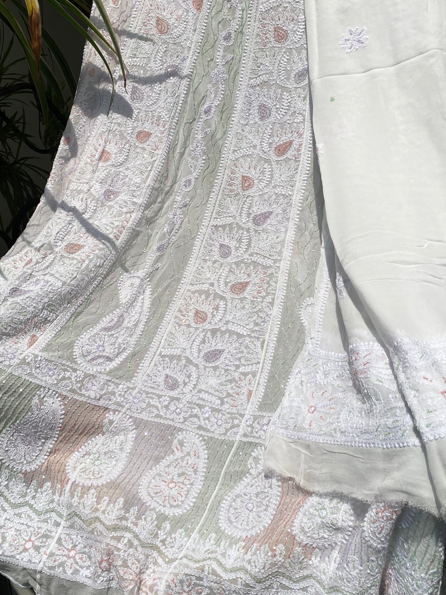 Noor e Mehfil - Pure Viscose Georgette Chikankari Anarkali And Dupatta Set - Famous Chikankari