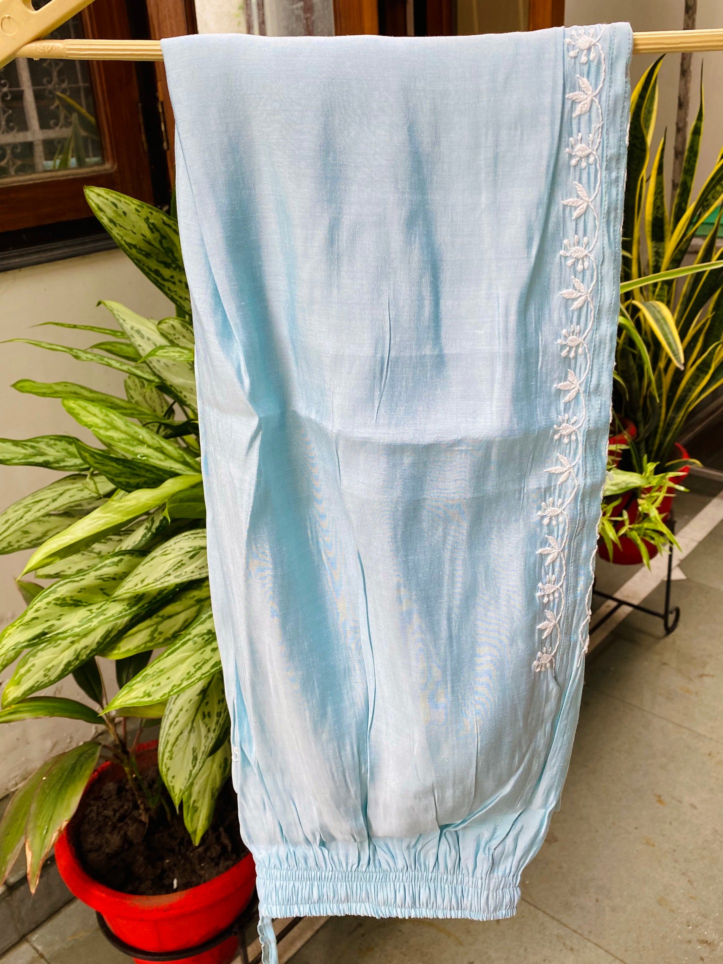 Mehwish – Light Turquoise Chikankari Semi-Stitched Kurta & Pant Set