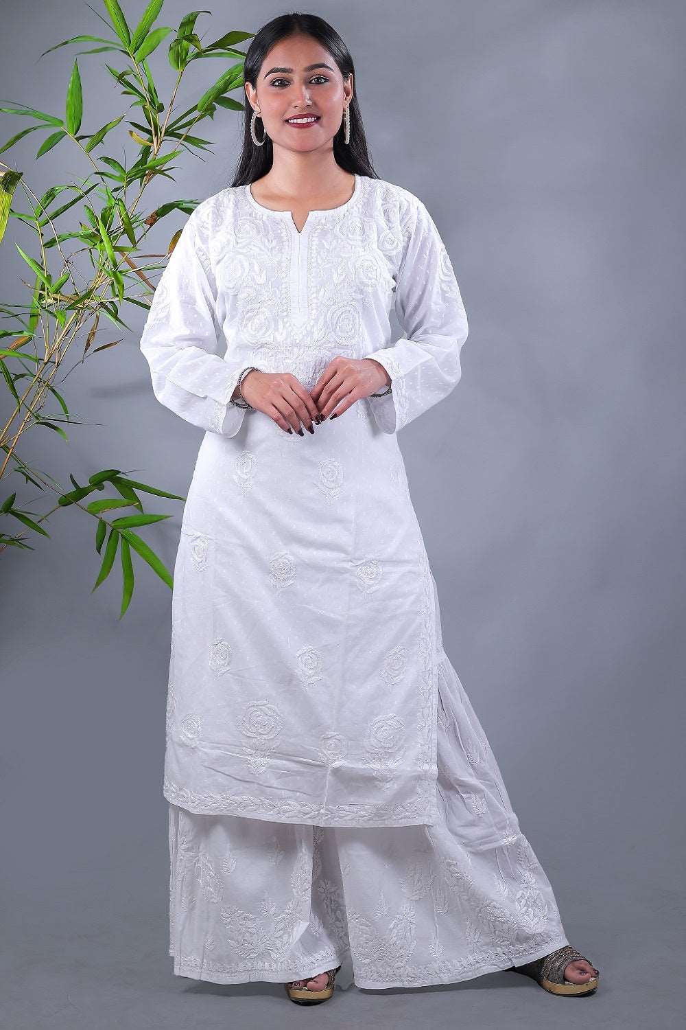 Uzma Chikankari Kurti Gharara set