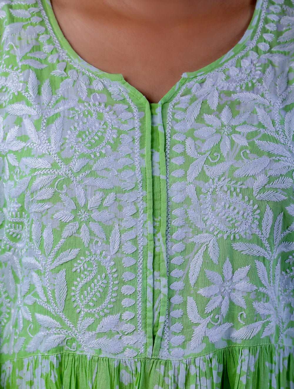 Falak Chikankari Mulmul floral print frock