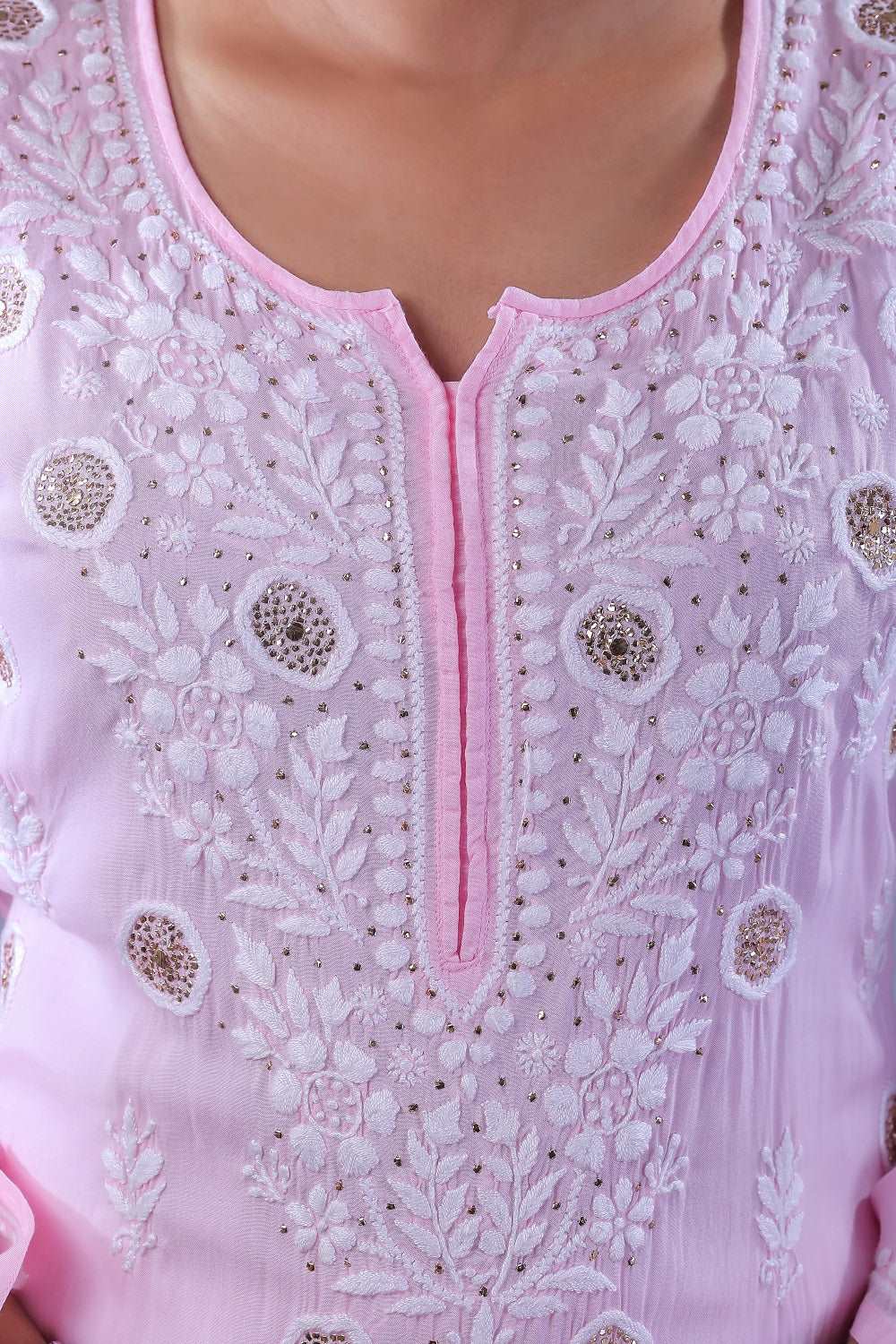 Zoya Chikankari Modal Straight Long Kurta