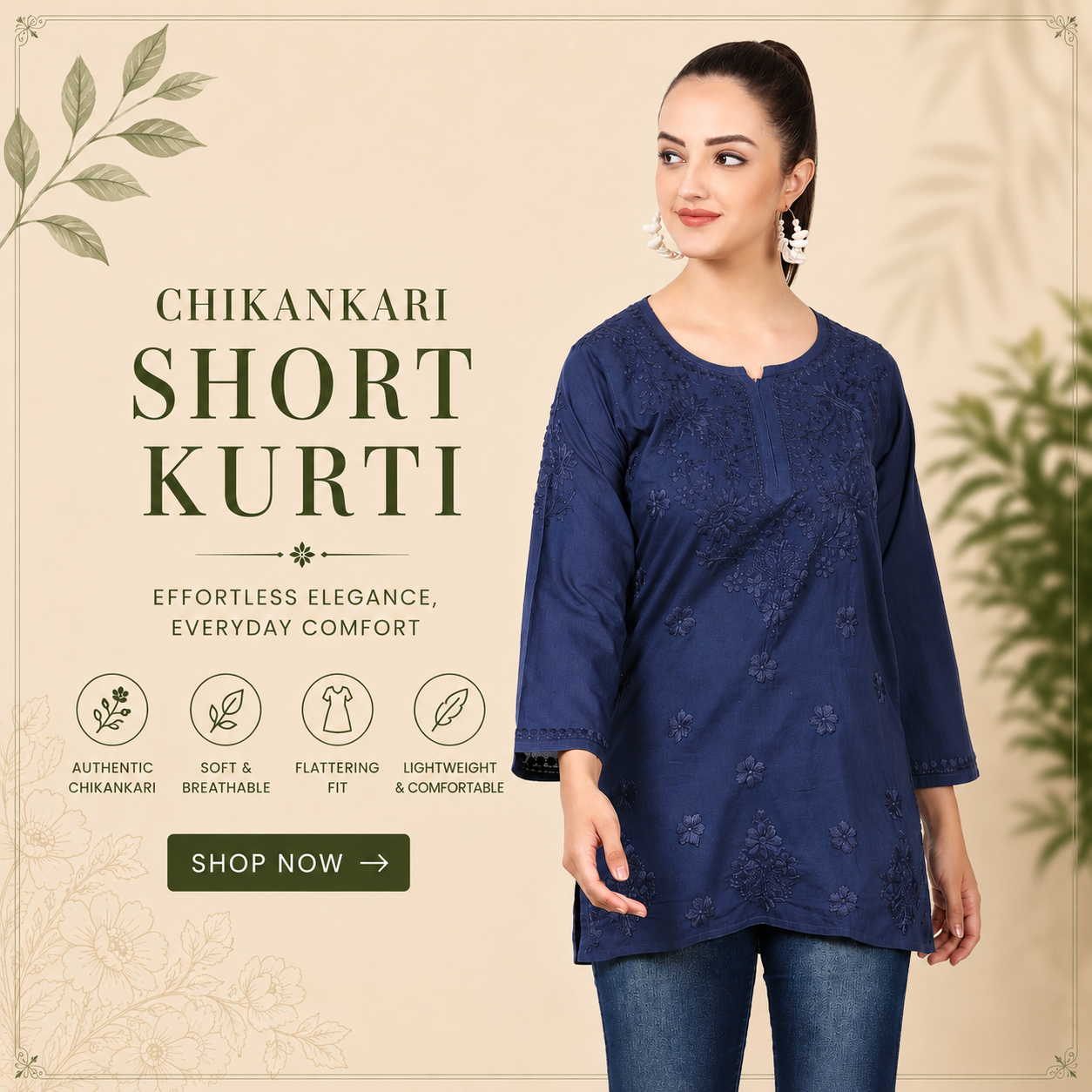 Chikankari Short Kurtis