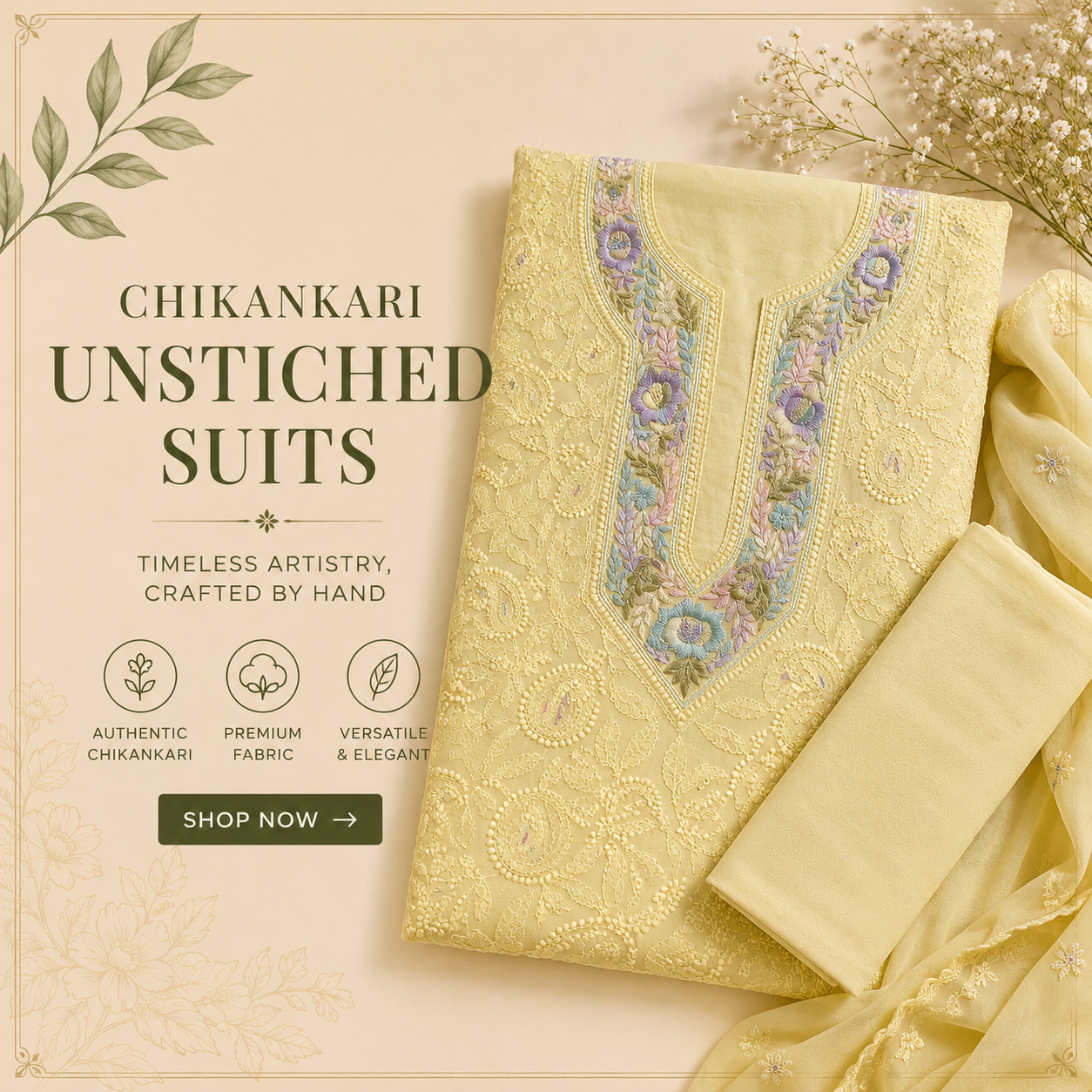 Premium Chikankari Unstitched Suits