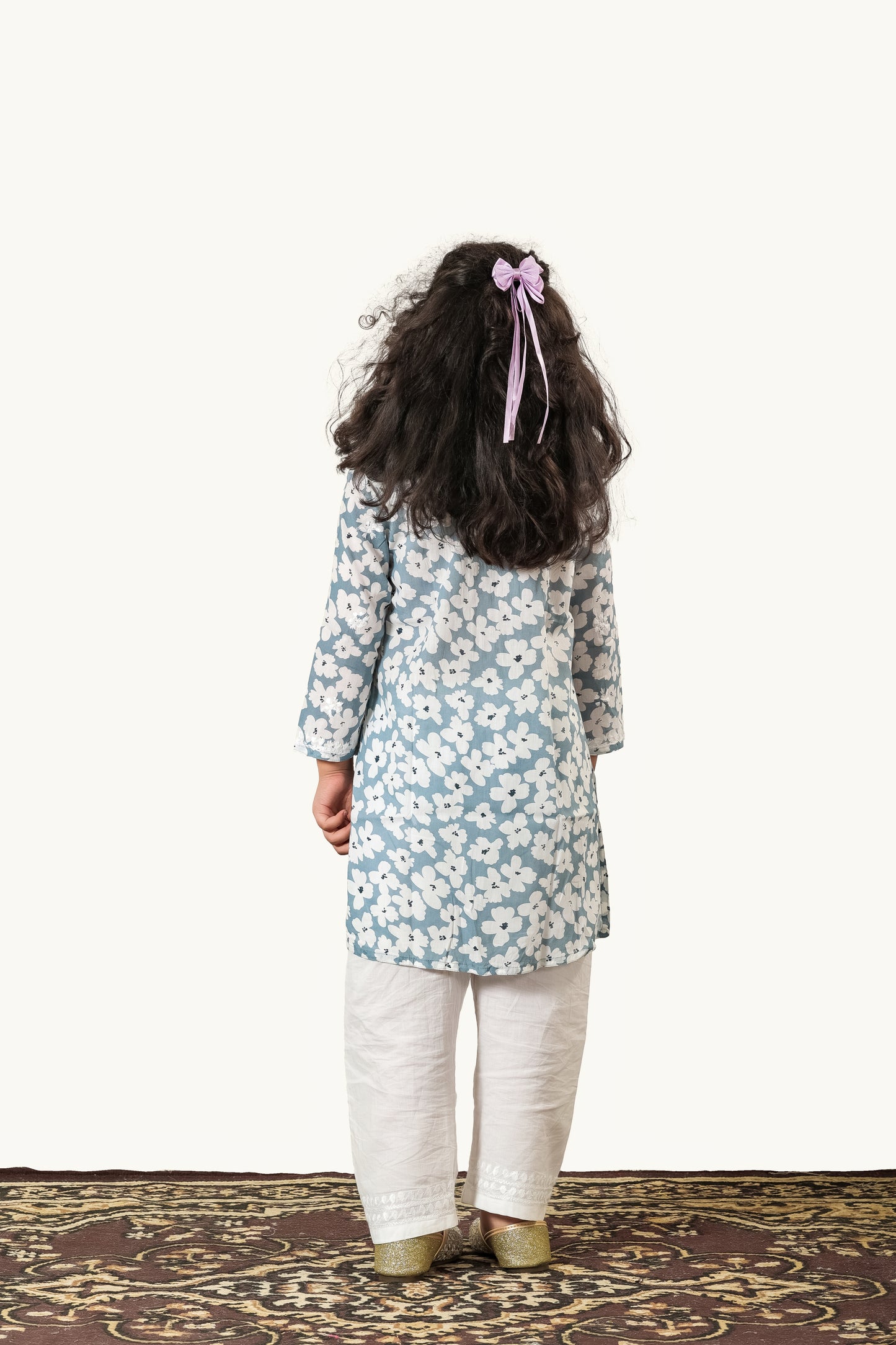 Little Noor – Grey Mulmul Chikankari Kidswear Set