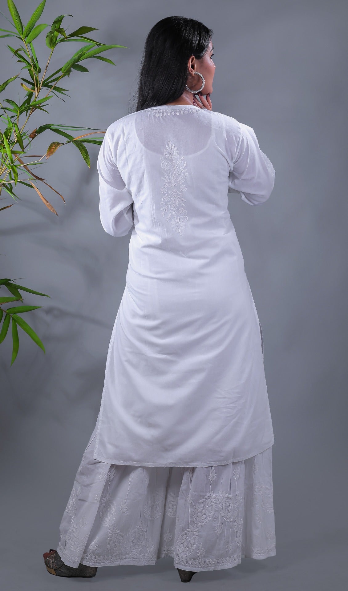 White Chikankari Side Pocket Style Kurti