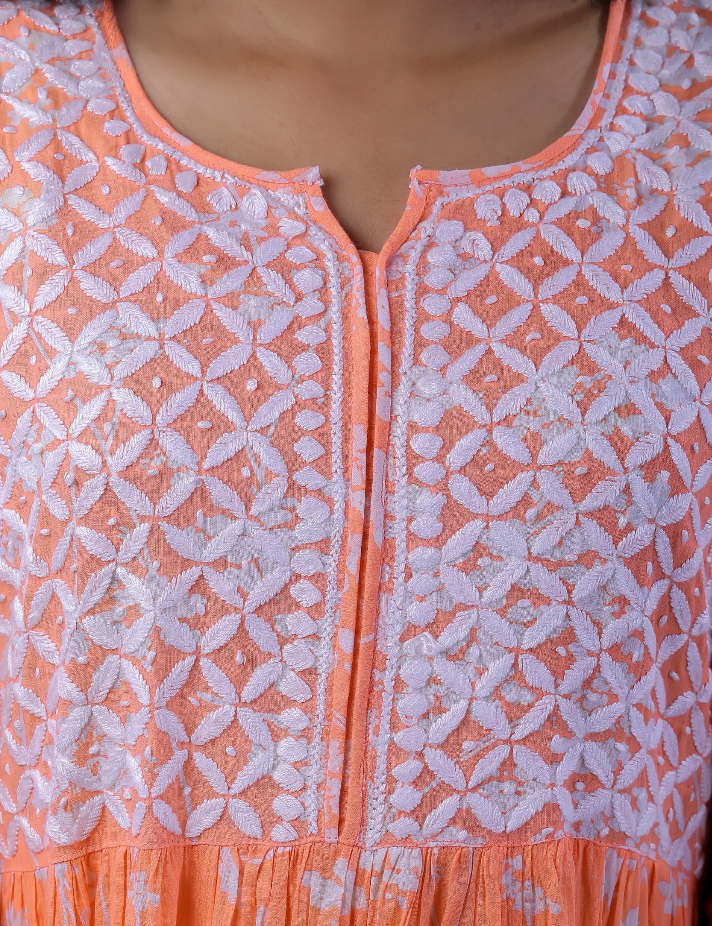 Light Orange Chikankari Mulprint Frock