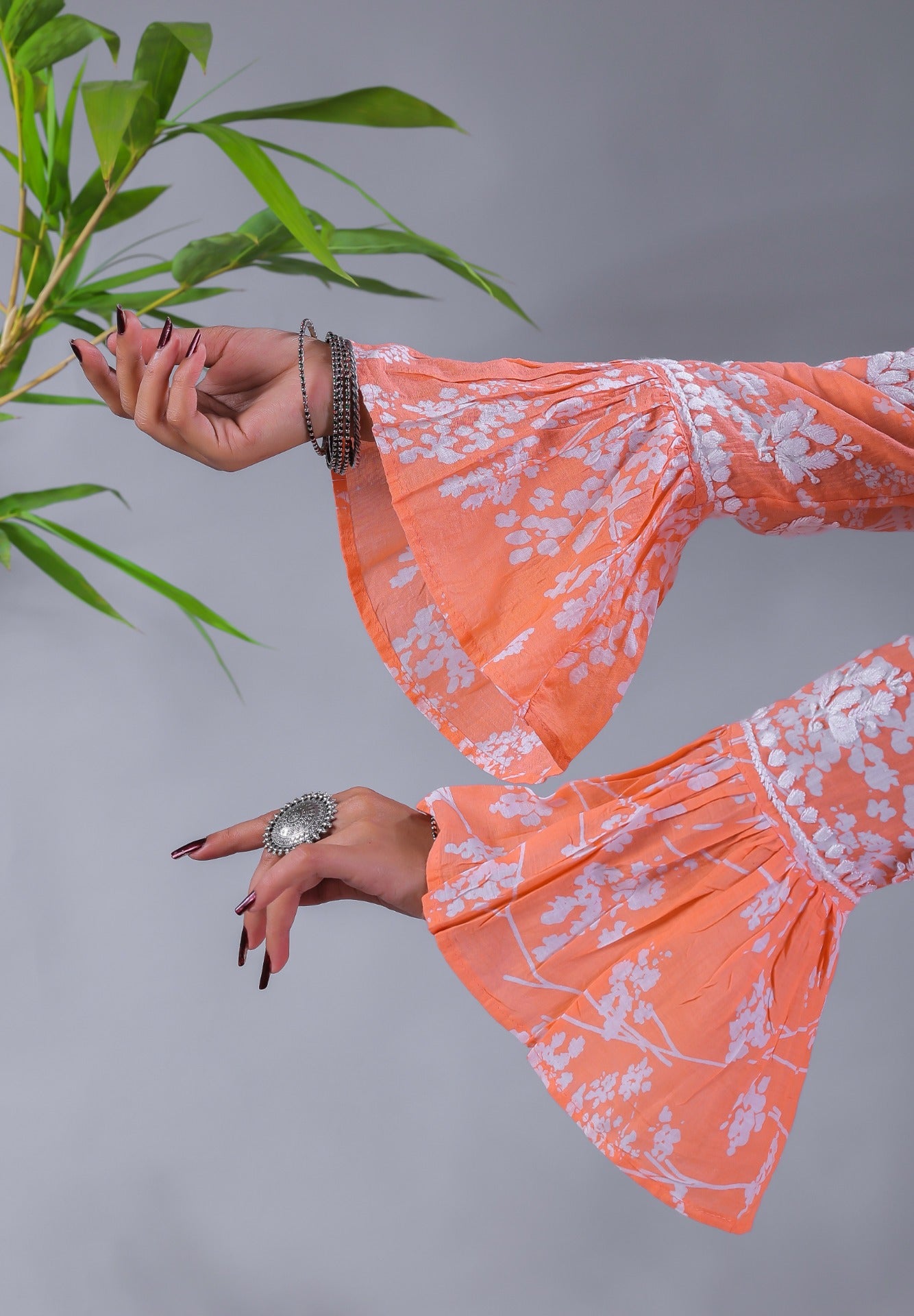 Light Orange Chikankari Mulprint Frock