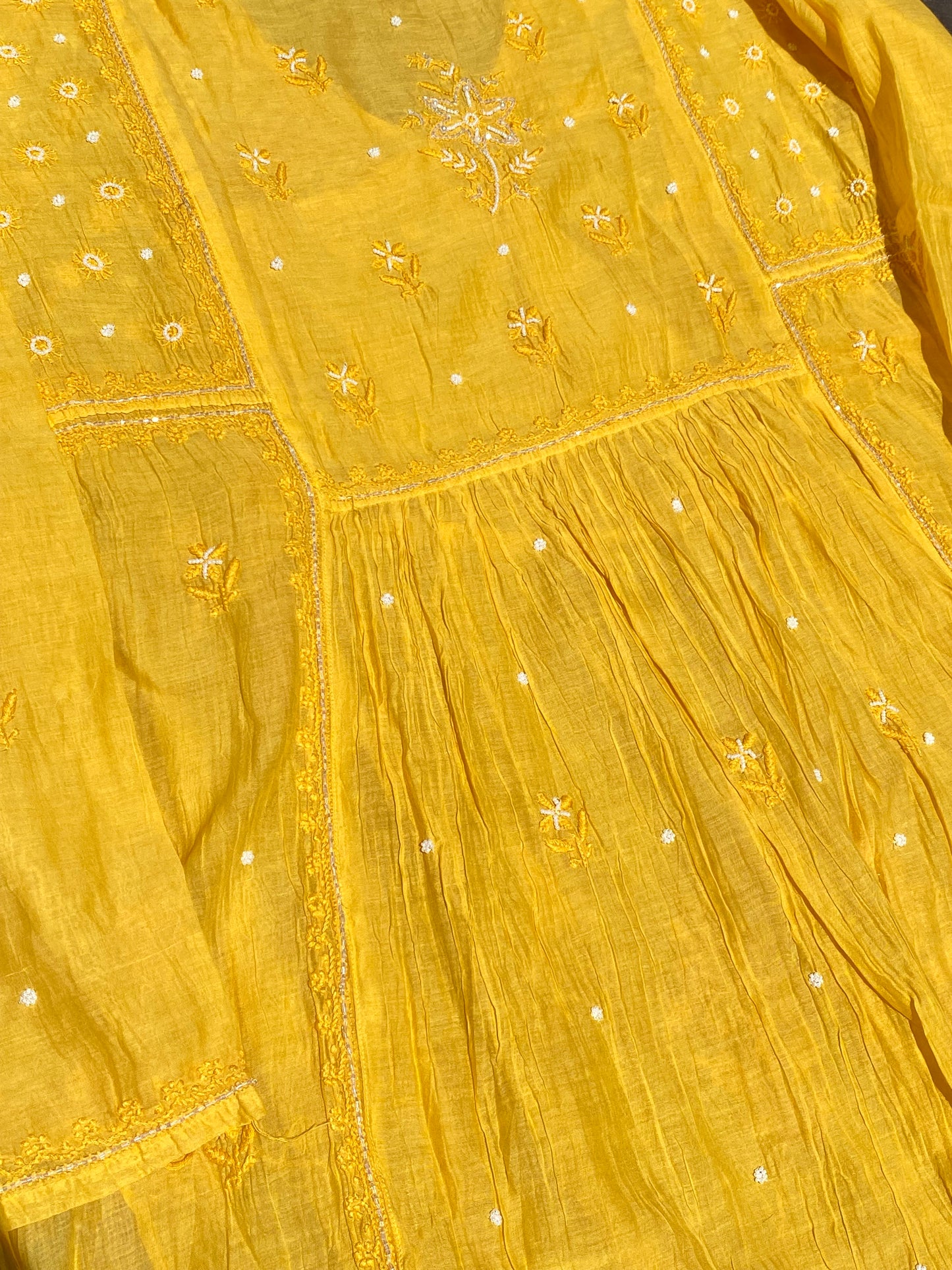 Makhmali Chikankari Semi-Stitched Angarkha With Dupatta