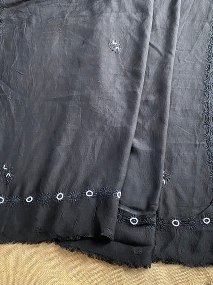 Siyah Noor (سیاہ نور)Muslin Chikankari Unstiched Kurta Dupatta - Famous Chikankari