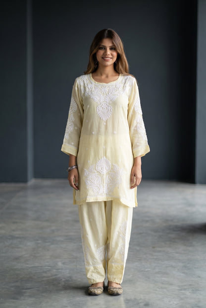 Gulnaar Grace – Chikankari Farshi Co-Ord Set - Famous Chikankari
