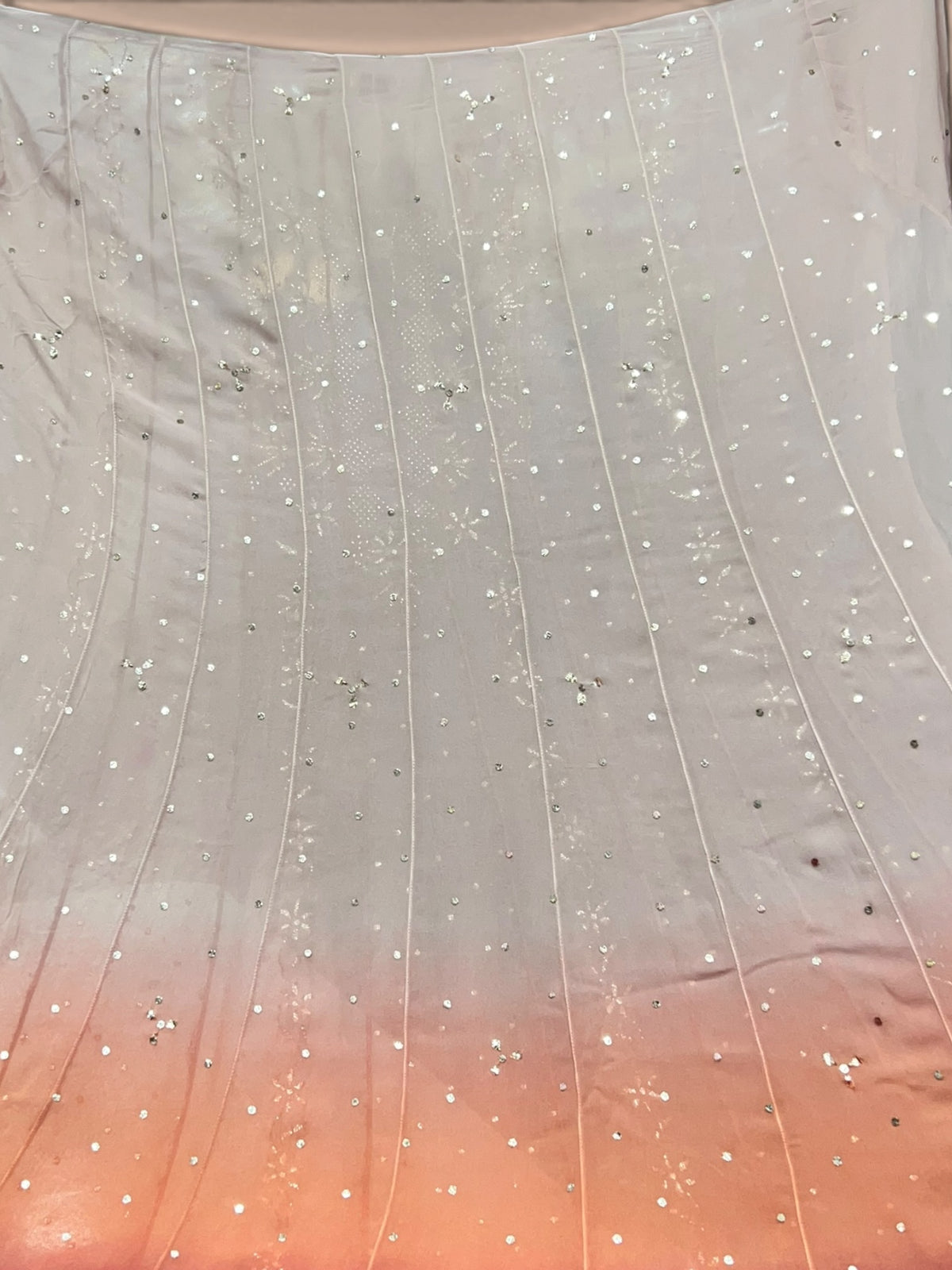 Noor e Mehfil - Semi-Stitched Tri-Colour Mukaish Anarkali with Dupatta