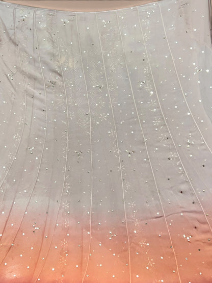 Noor e Mehfil - Semi-Stitched Tri-Colour Mukaish Anarkali with Dupatta