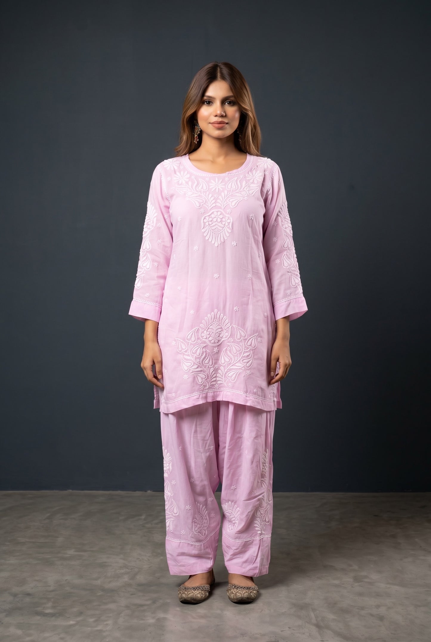 Gulnaar Grace – Chikankari Farshi Co-Ord Set - Famous Chikankari