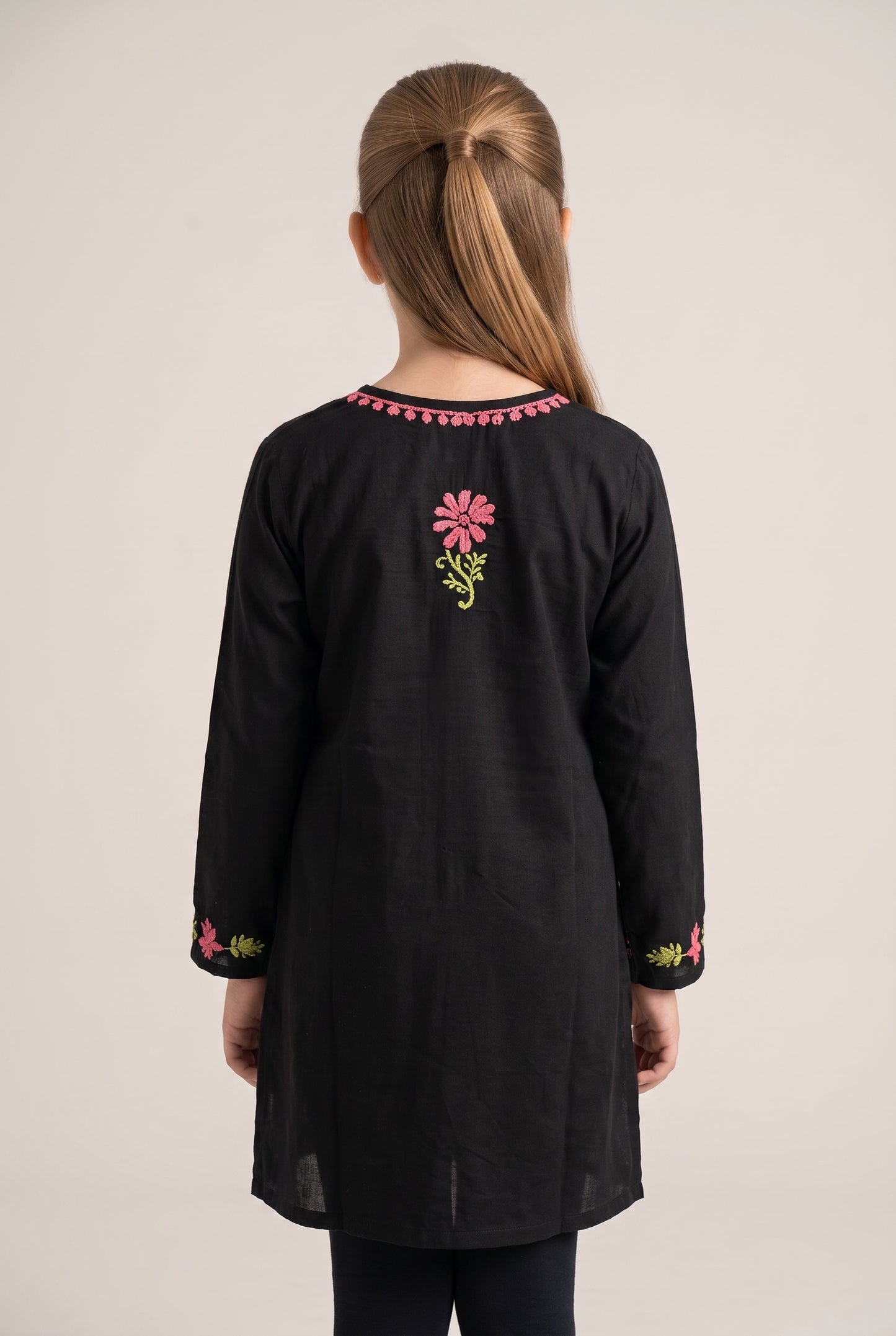 Little Jasmin - Black Dual Coloured Chikankari Embroidered Kidswear Set