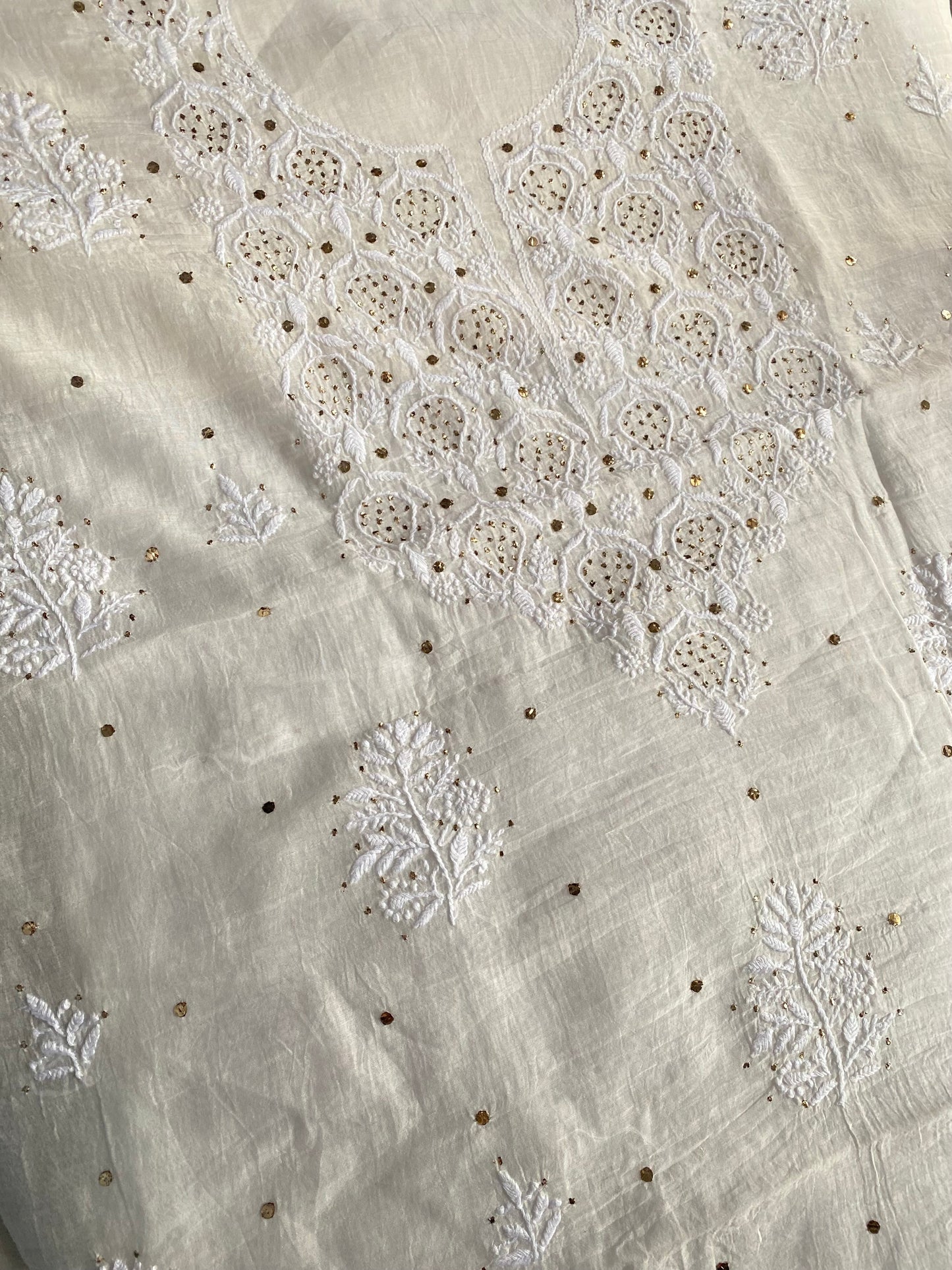 Noor-e-Mulmul Butter Cream Chikankari Unstiched Set