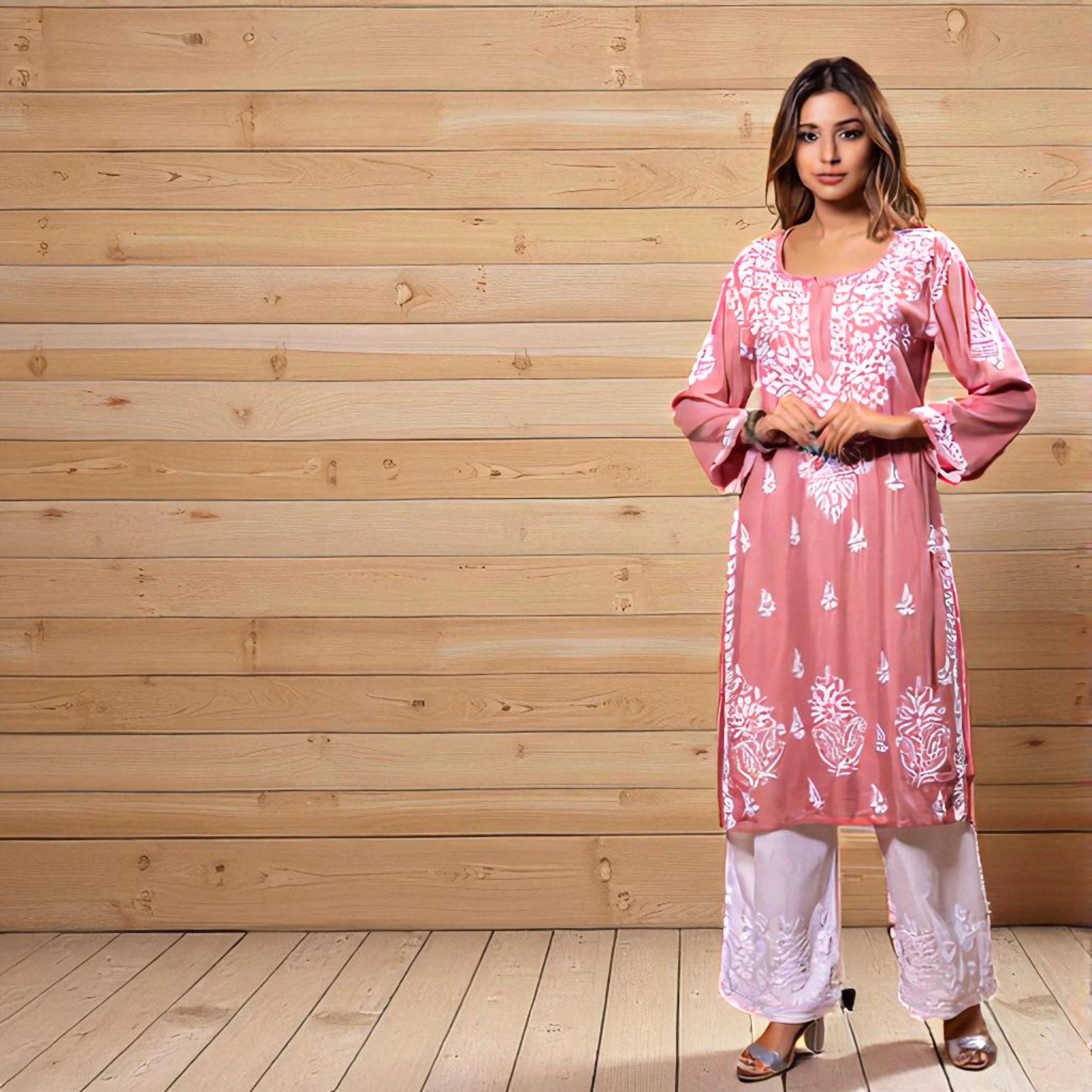 LUCKNOWI CHIKANKARI LONG KURTIS
