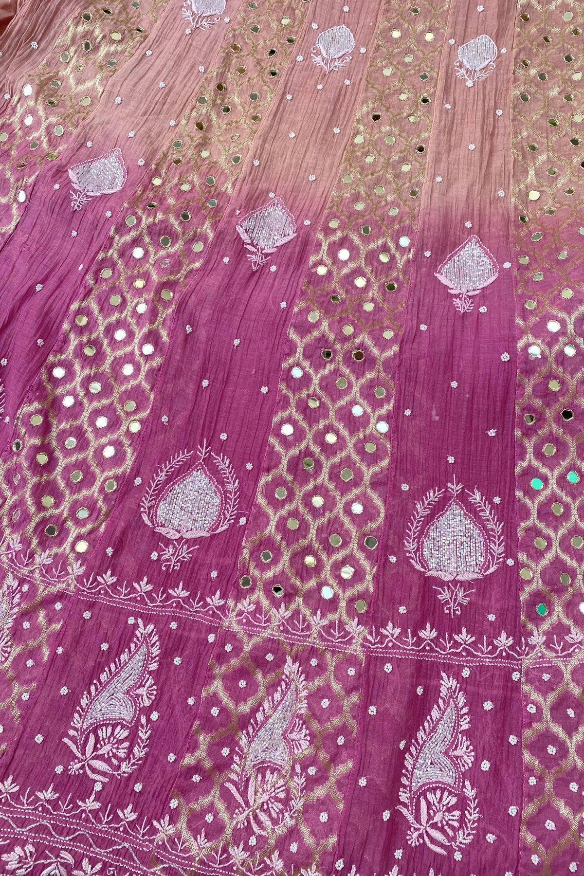 Chikankari Mul Chanderi Brocade Anarkali & Dupatta Set