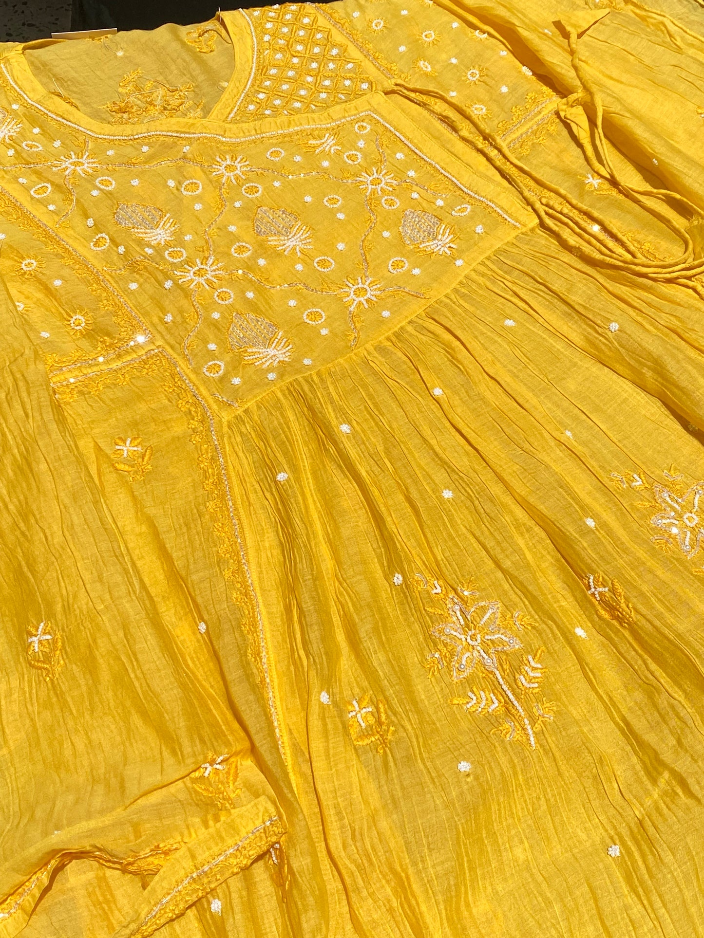 Makhmali Chikankari Semi-Stitched Angarkha With Dupatta