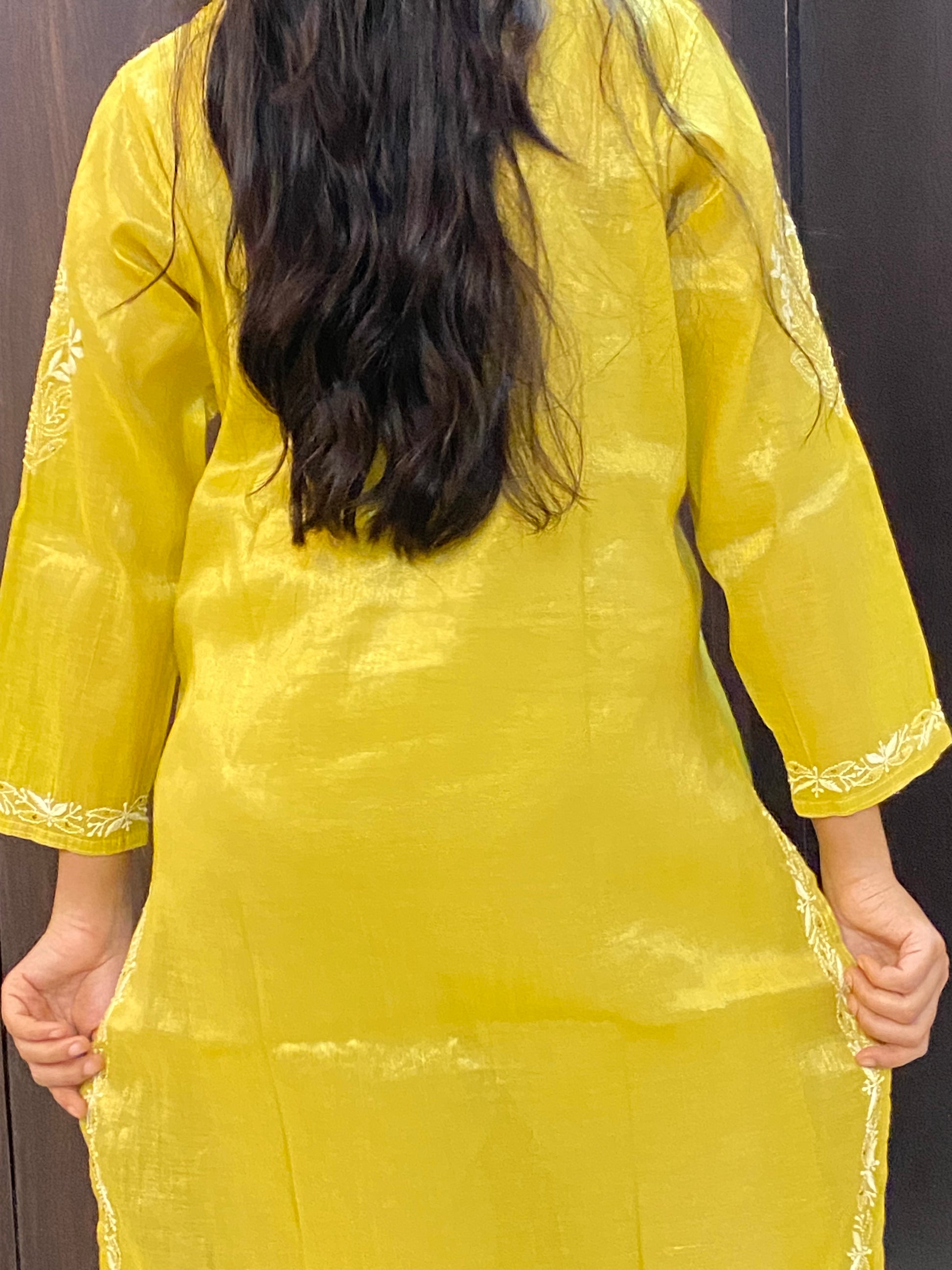 Mehek Chikankari Pure Tissue Straight Long Kurta - Famous Chikankari
