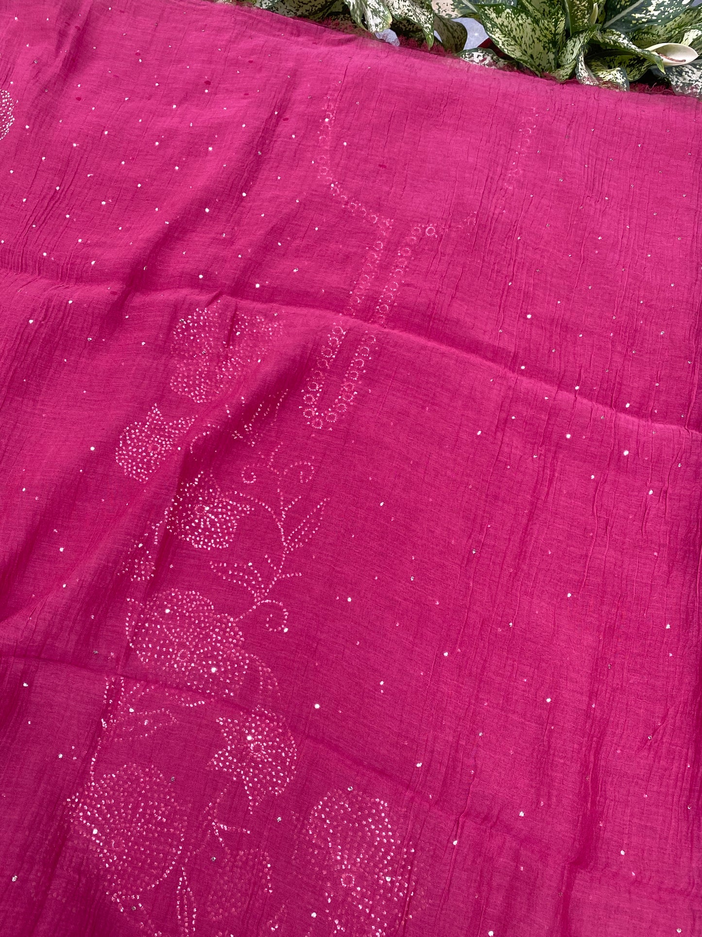 Roohani –  Magenta Pink Handcrafted Unstitched Mukaish Kurta Dupatta Set