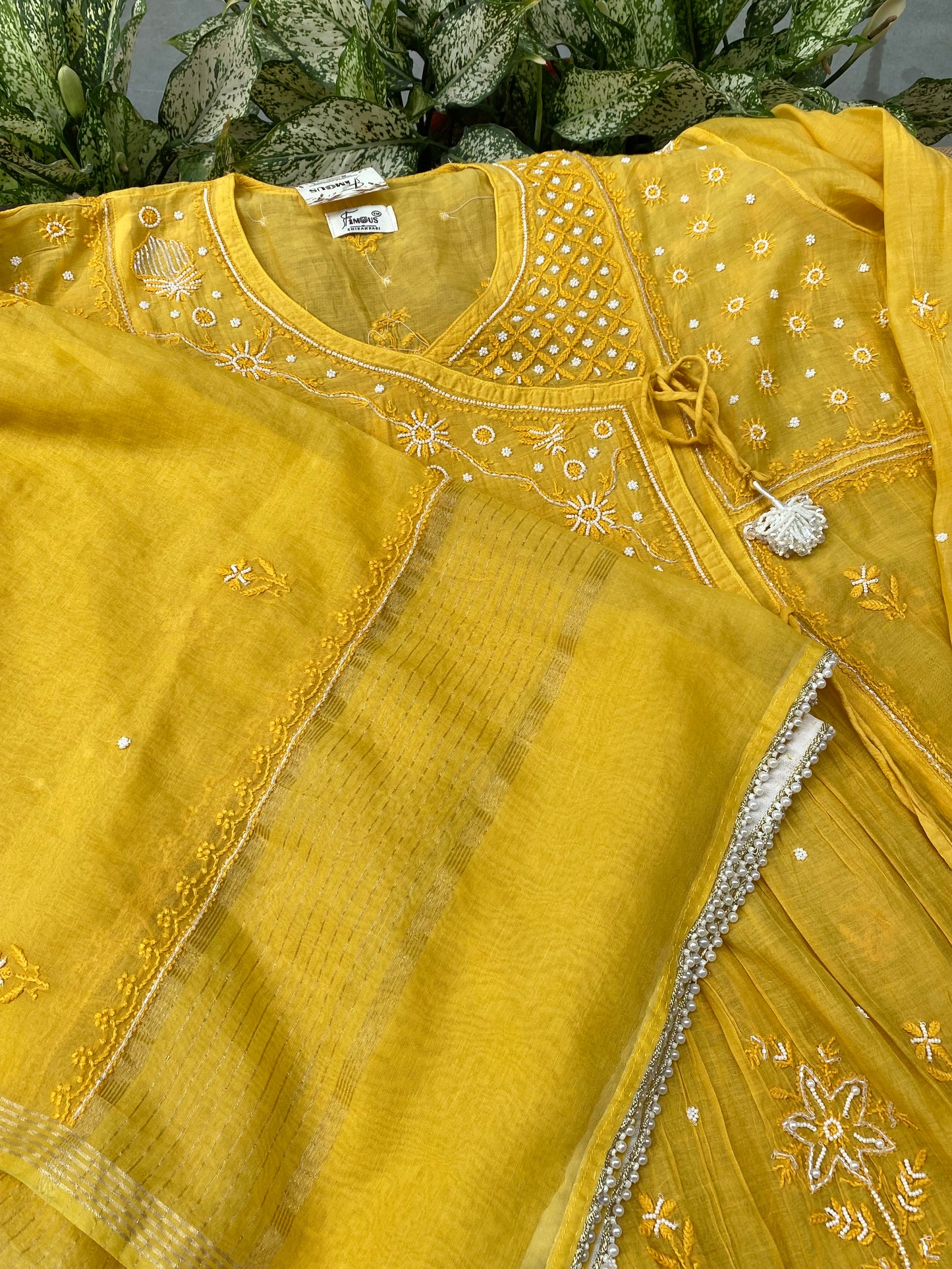 Mahnoor (ماہ نور) Chikankari Semi-Stitched Angarkha With Dupatta - Famous Chikankari